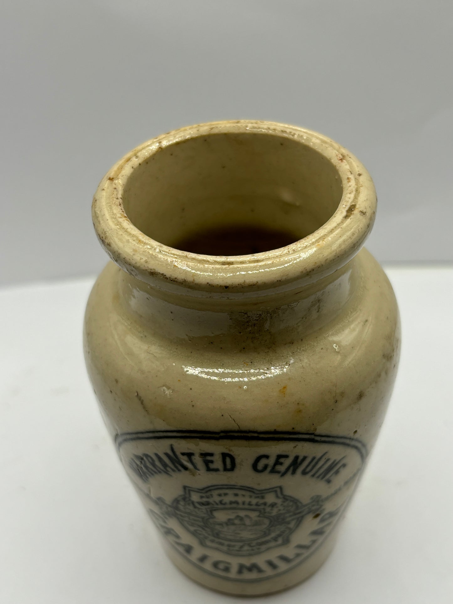 White stoneware advertising cream pot, craigmillar