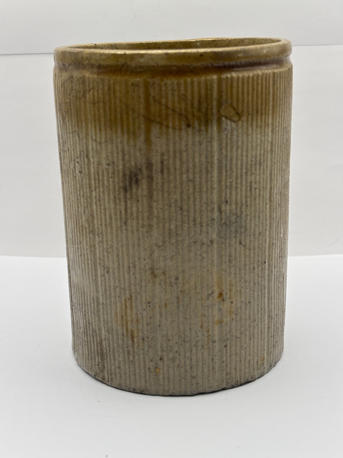 Old brown top stoneware jam & marmalade pot