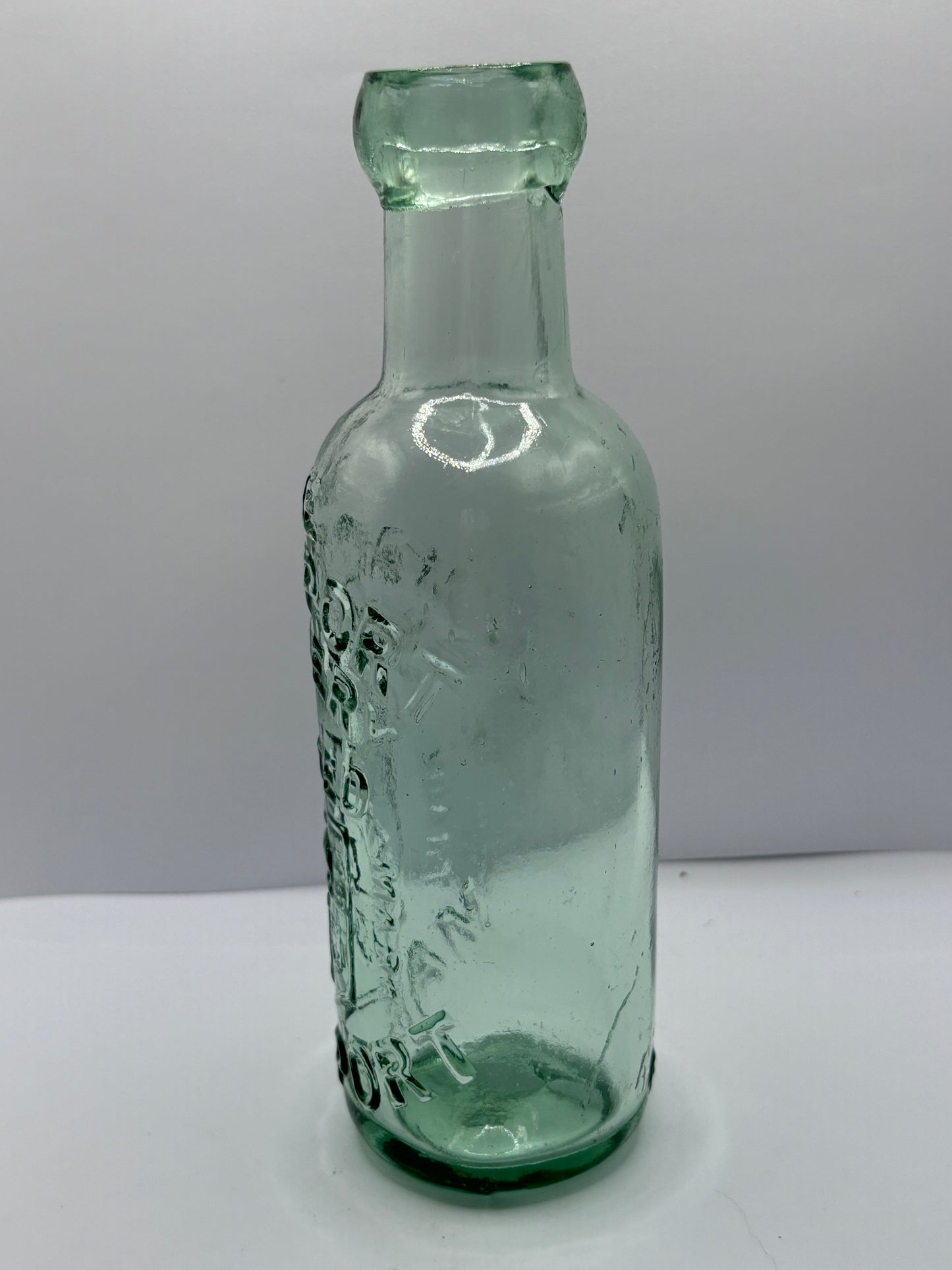 The Maryport brewery, aqua glass mineral water bottle