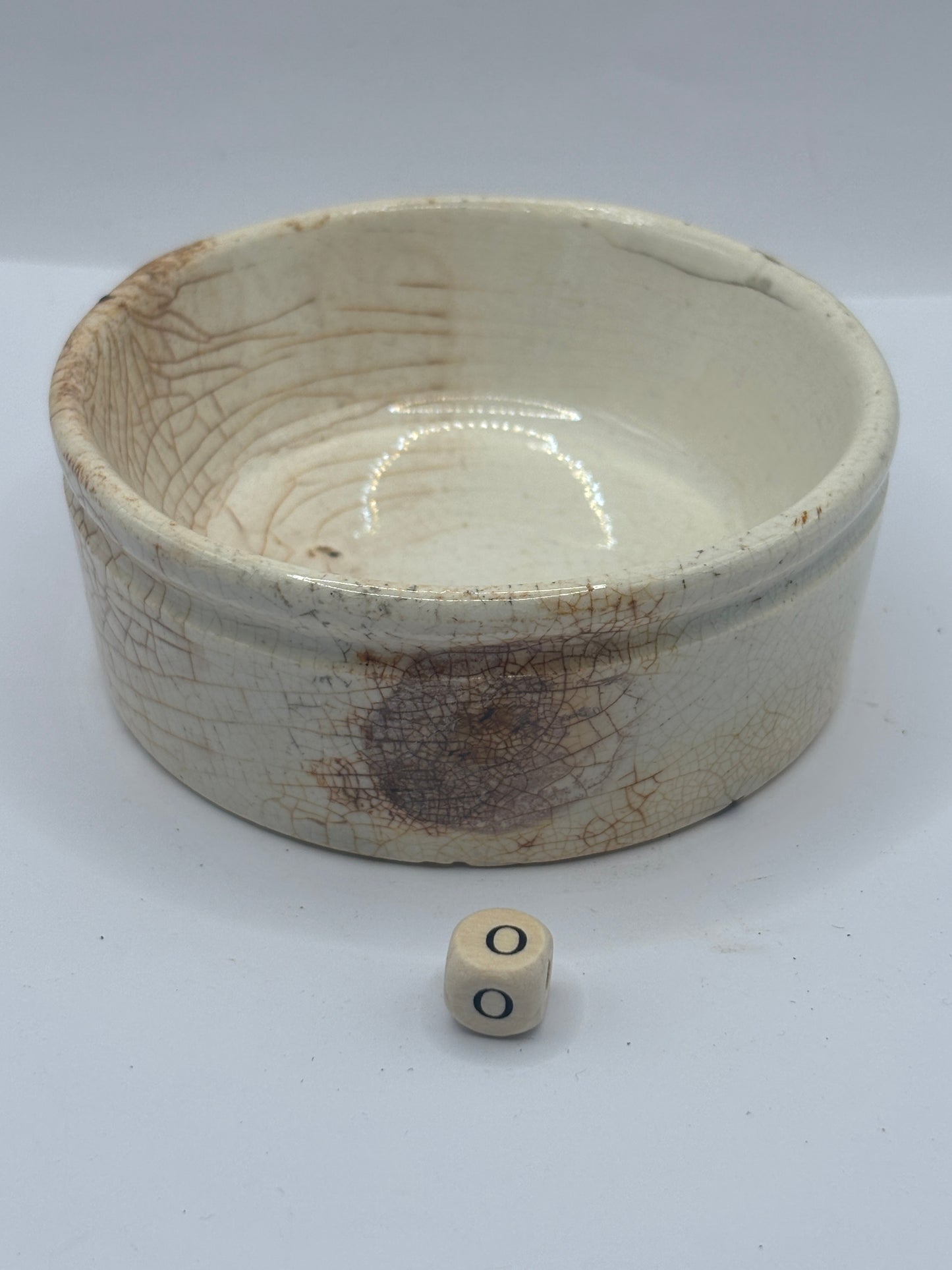 Old plain stoneware meat paste pot, potted meat (o)