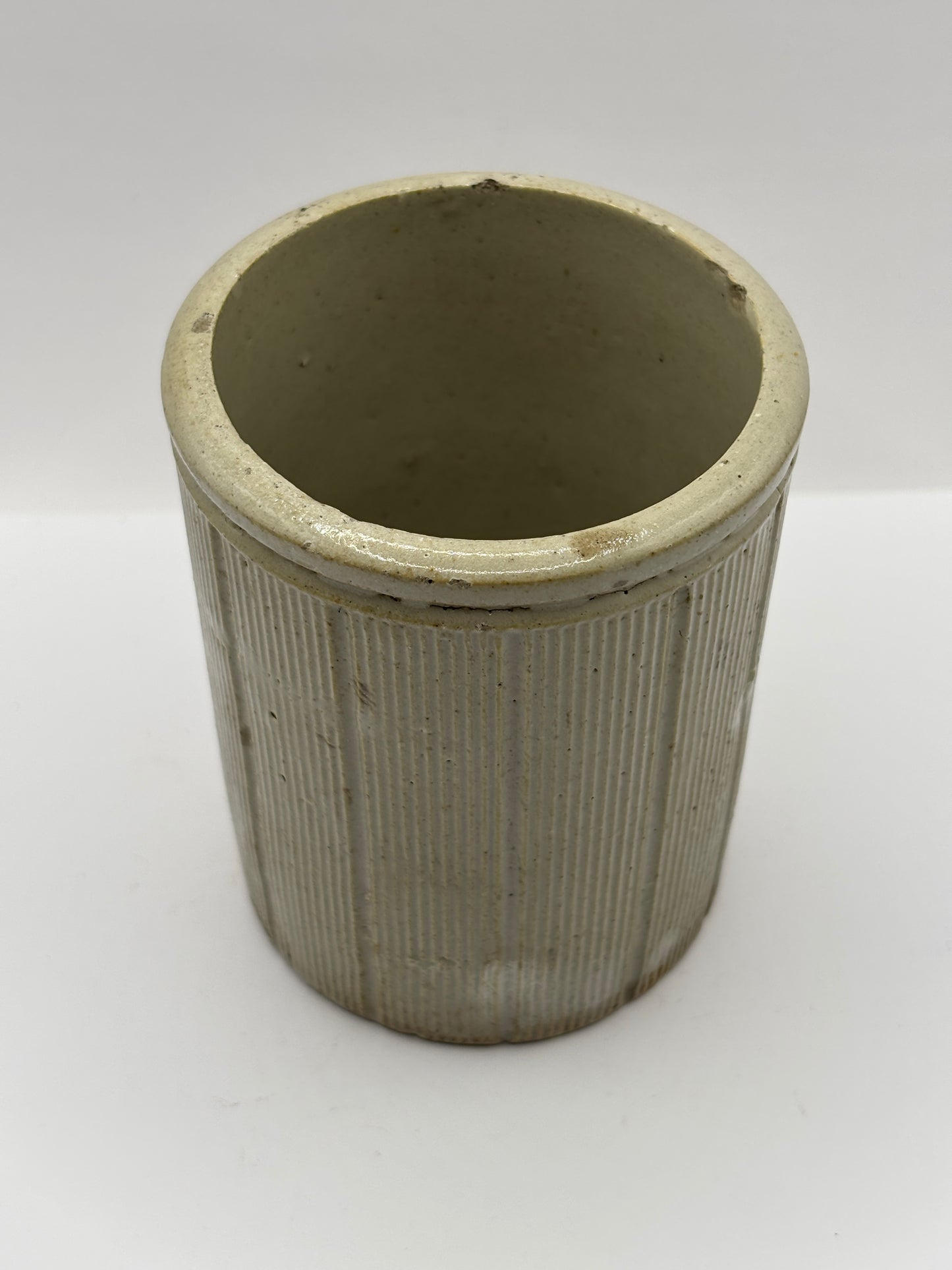 Old 1lb ribbed stoneware jam pot