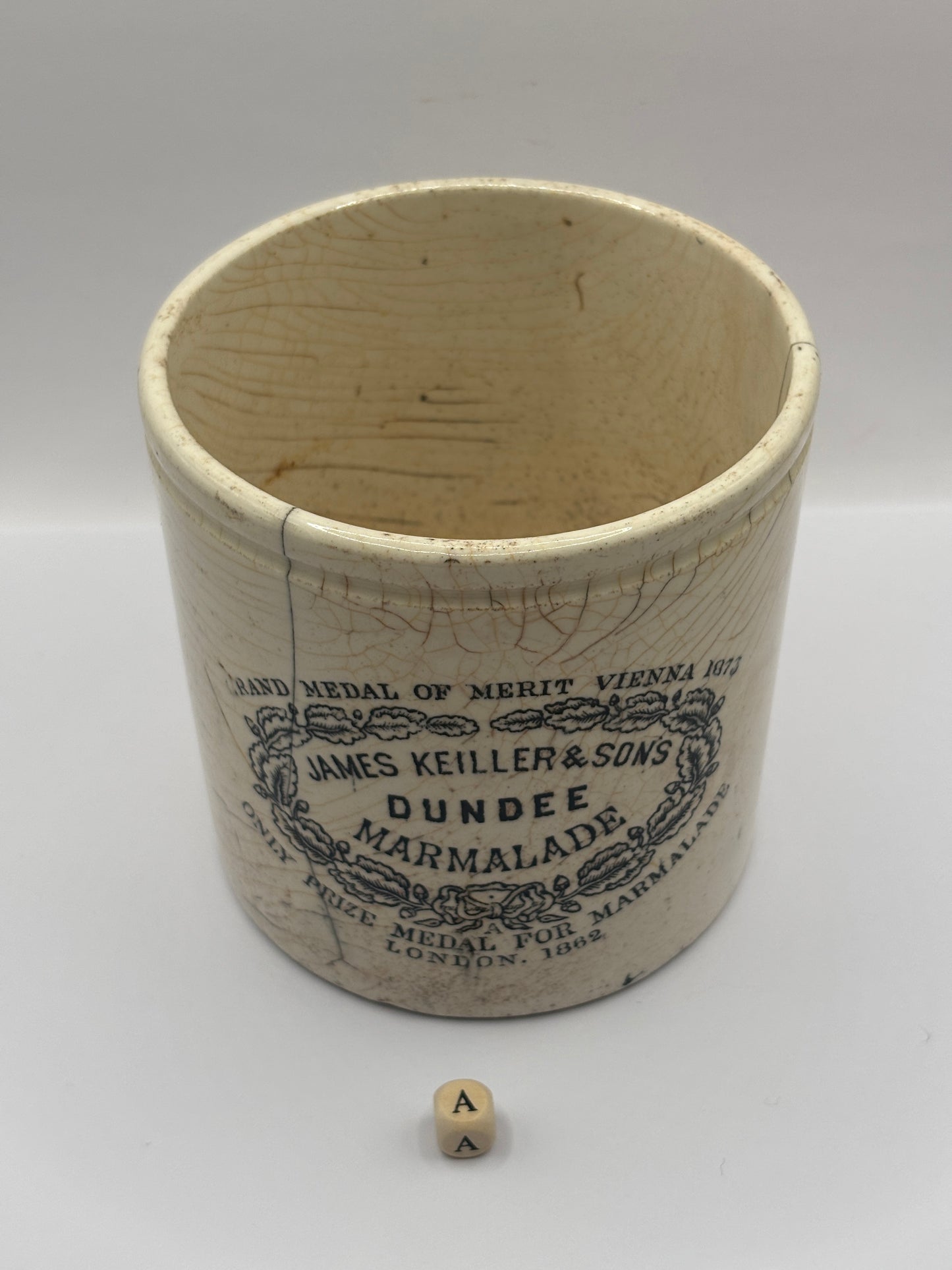 Old 2lb James Keiller Dundee marmalade Jar (a) Damaged