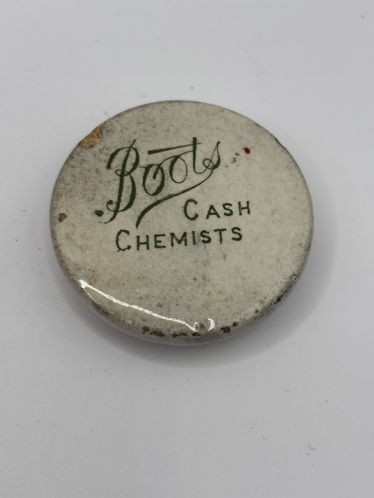 Old mini advertising lid, Boots cash chemists