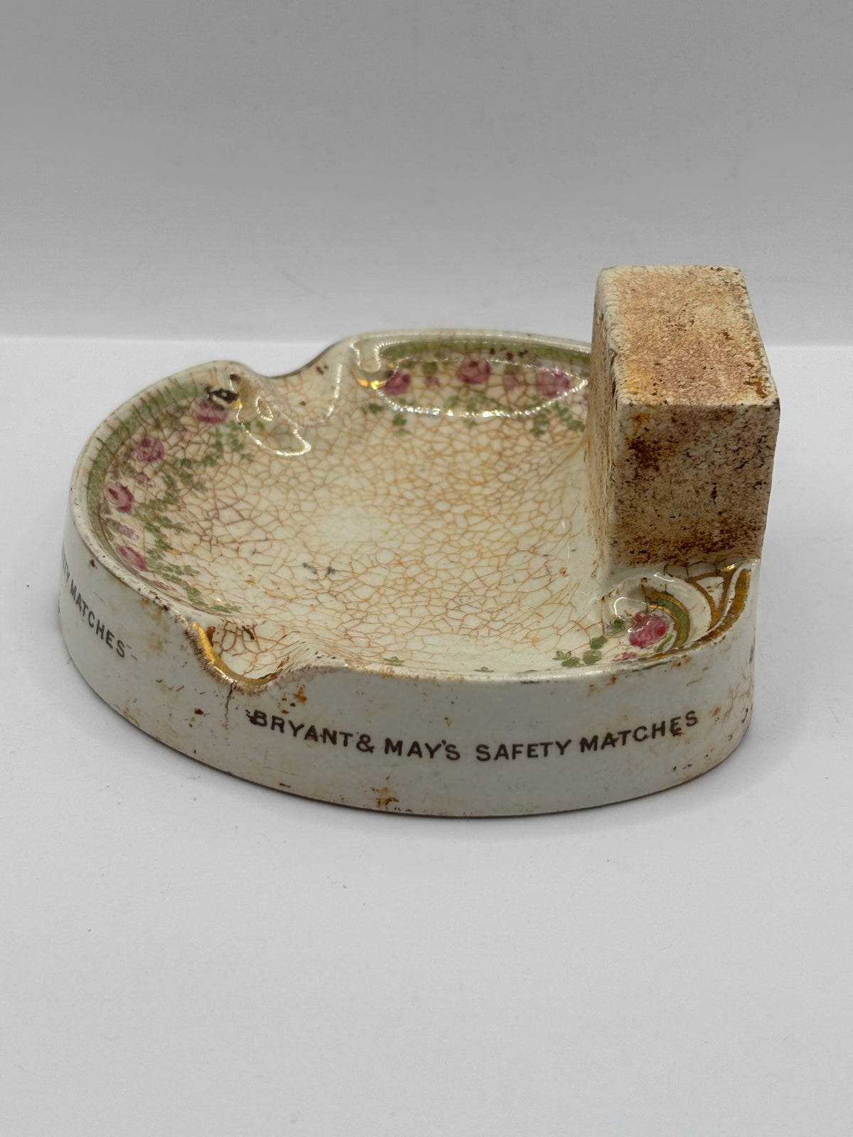 Old advertising stoneware match striker. Bryant & Mays safety matches