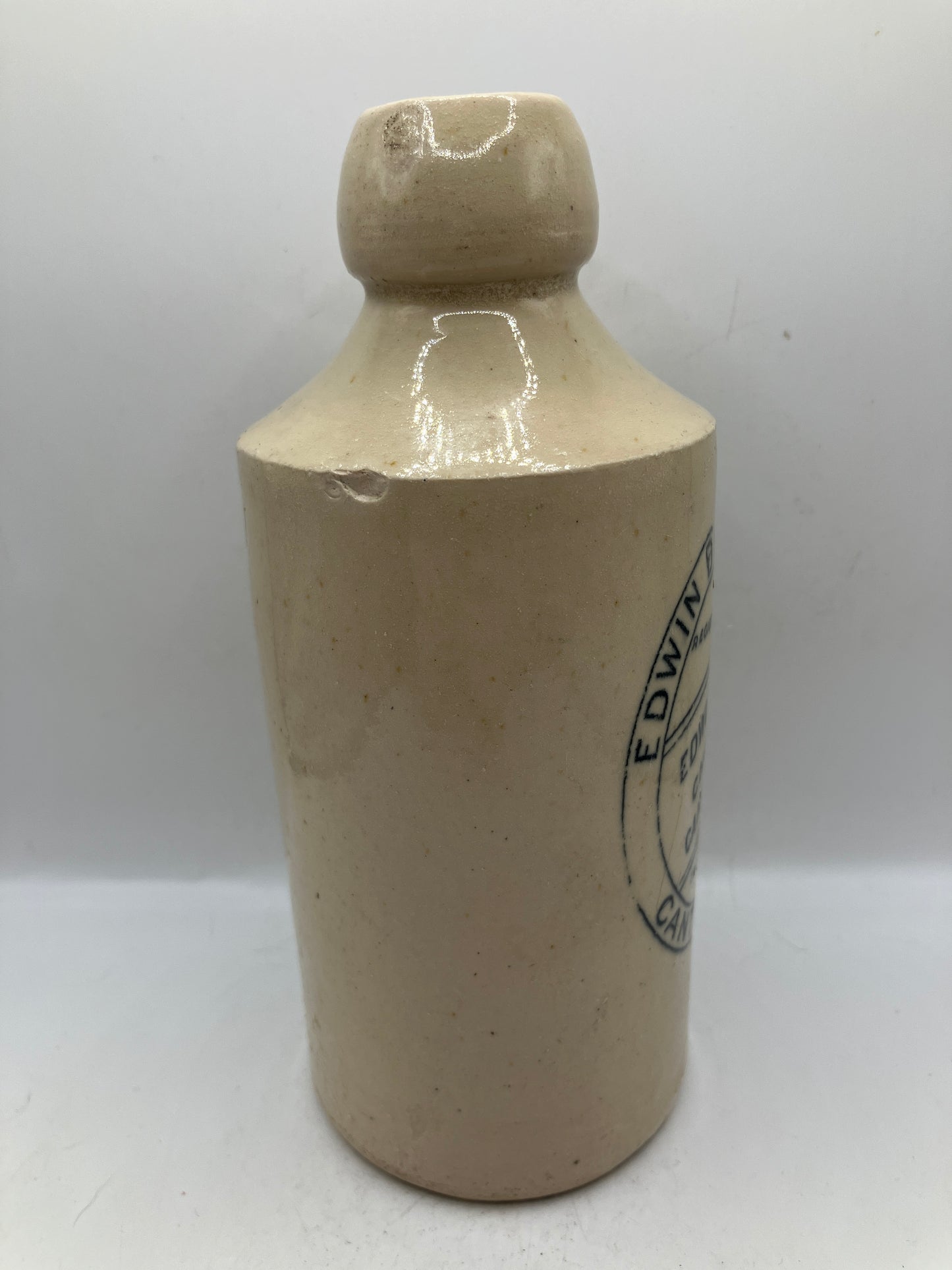 White stoneware ginger beer bottle, Canterbury