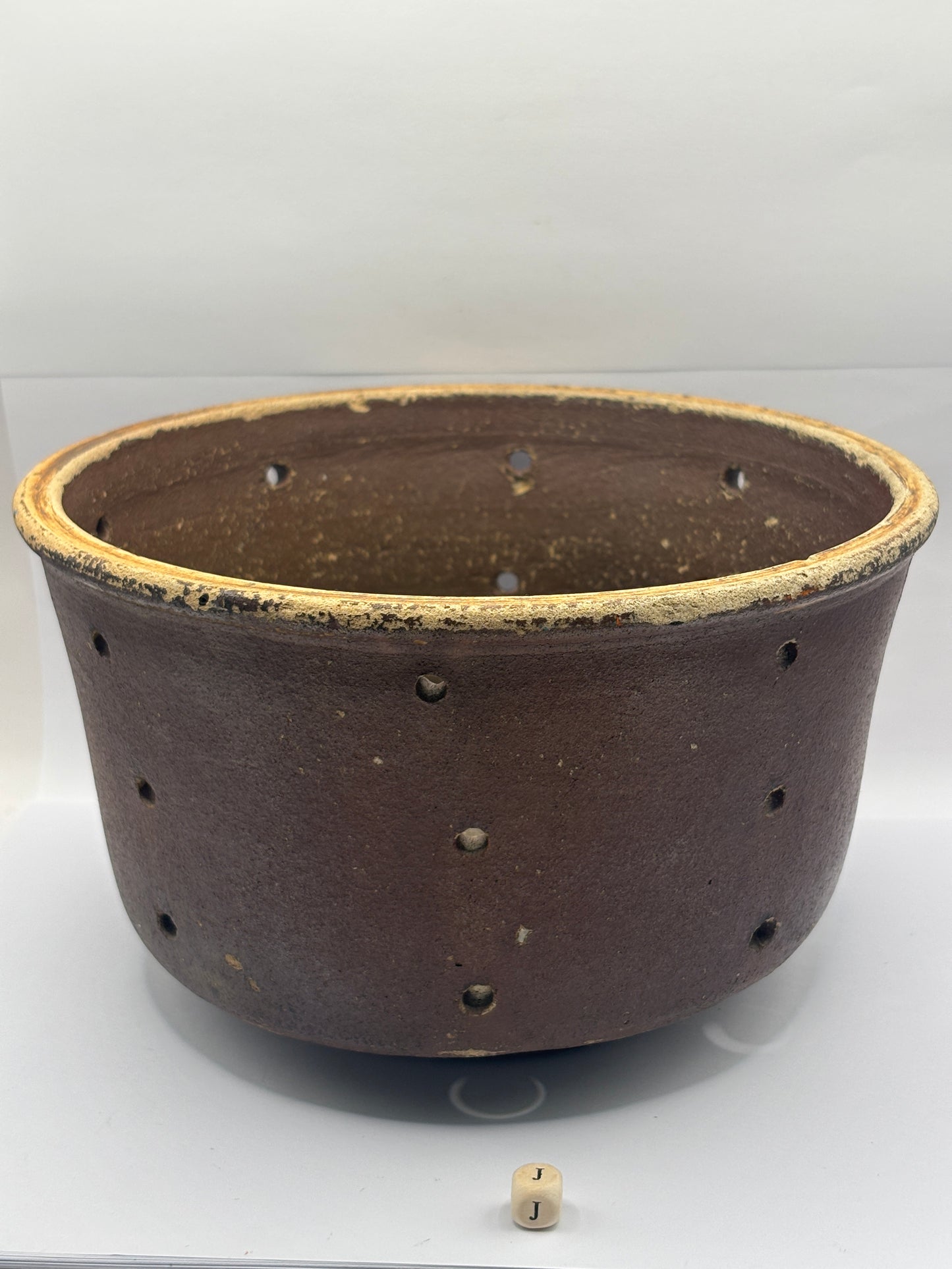 Old french stoneware cheese strainer, cheese mold (J)