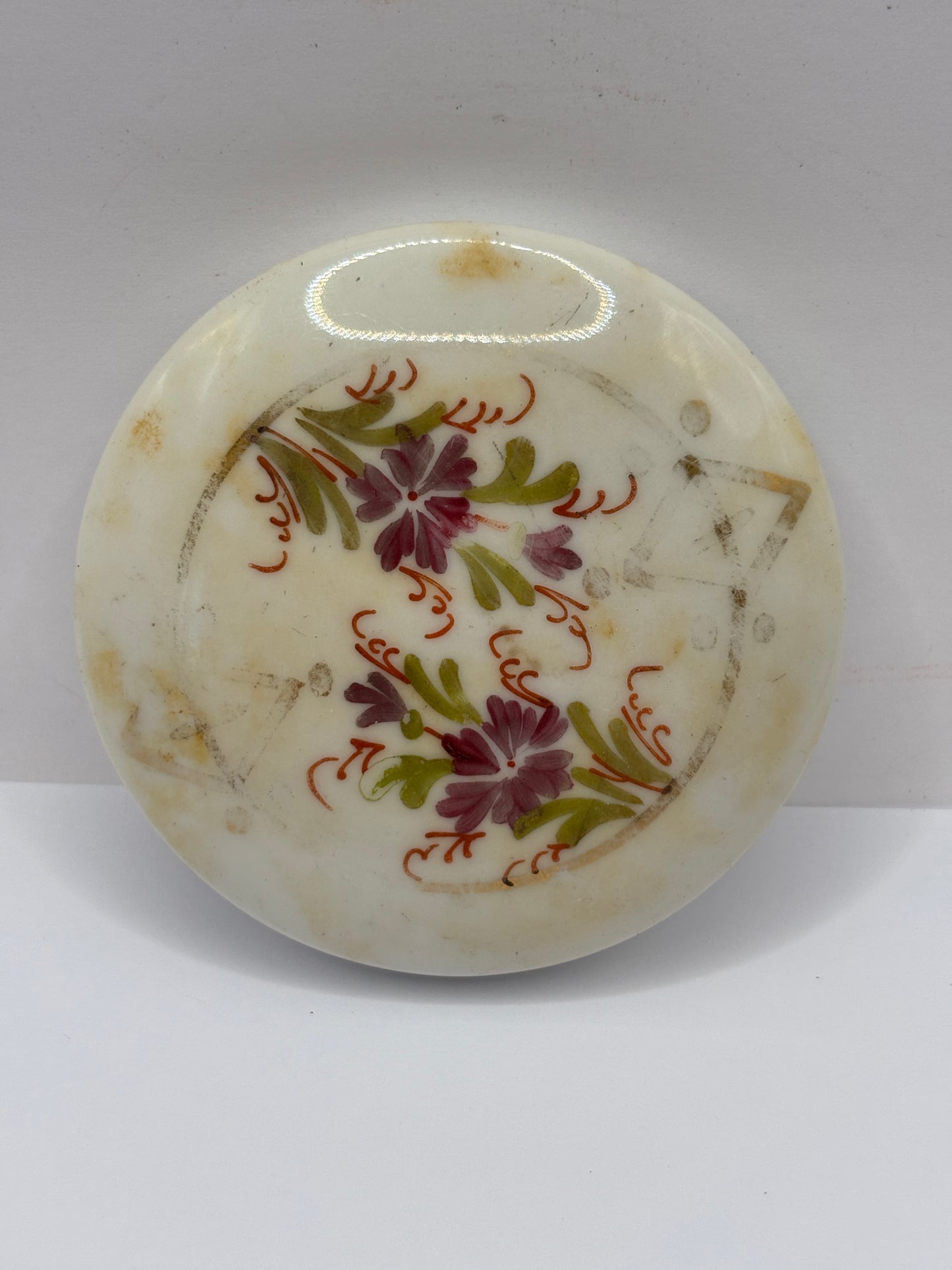 Old hand painted lid