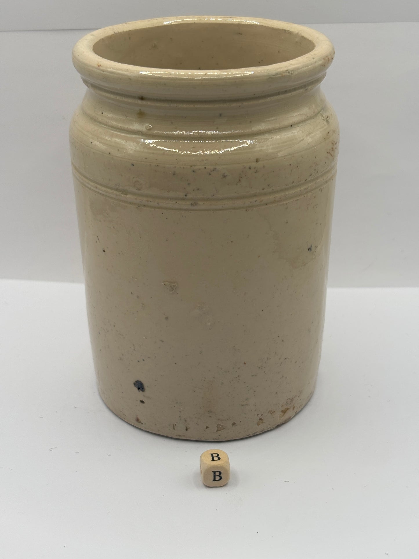Old 2lb rolled top stoneware jam & marmalade pot (B)