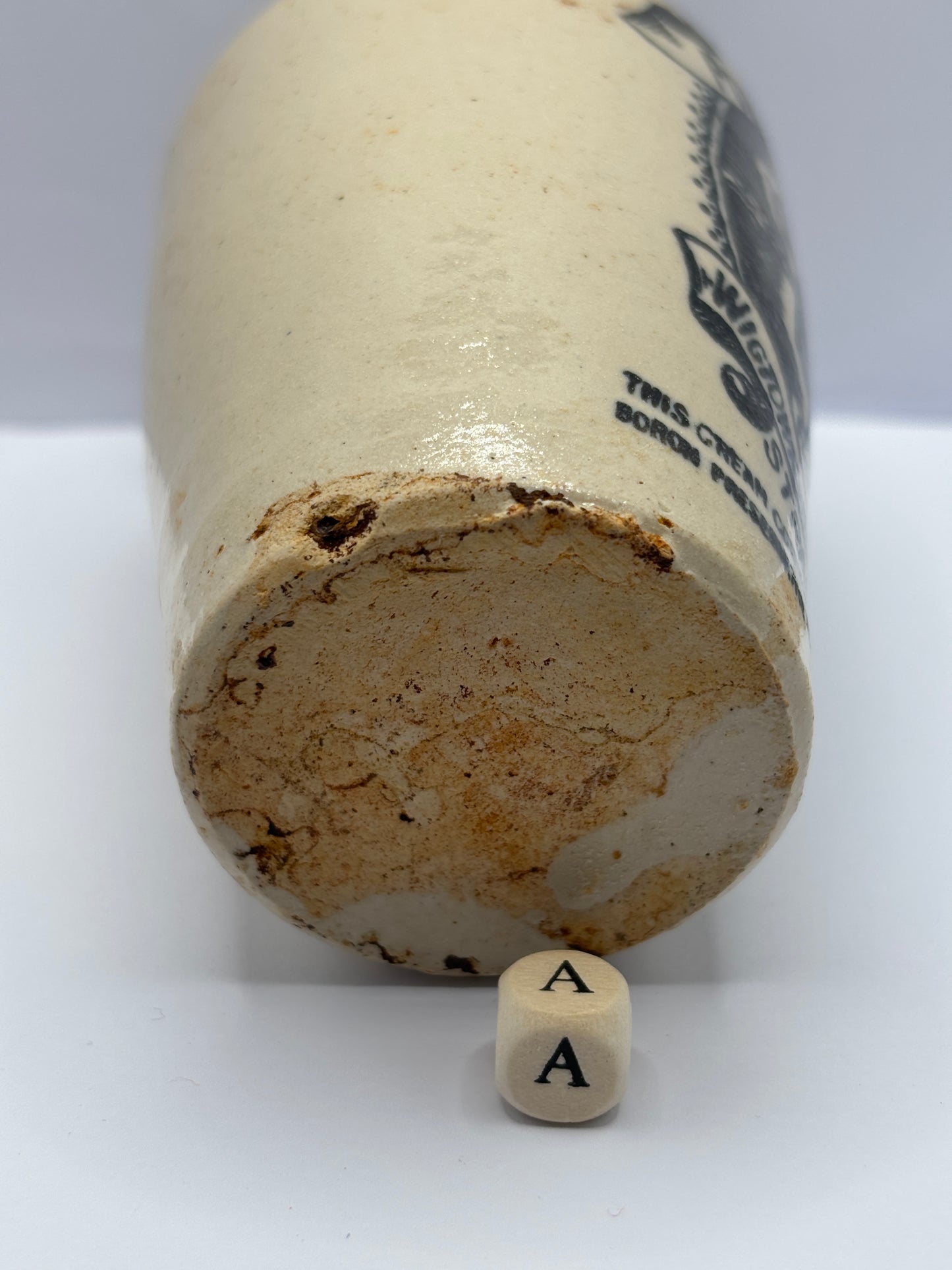 Old stoneware advertising cream pot, pure fresh cream Stranraer. (A)