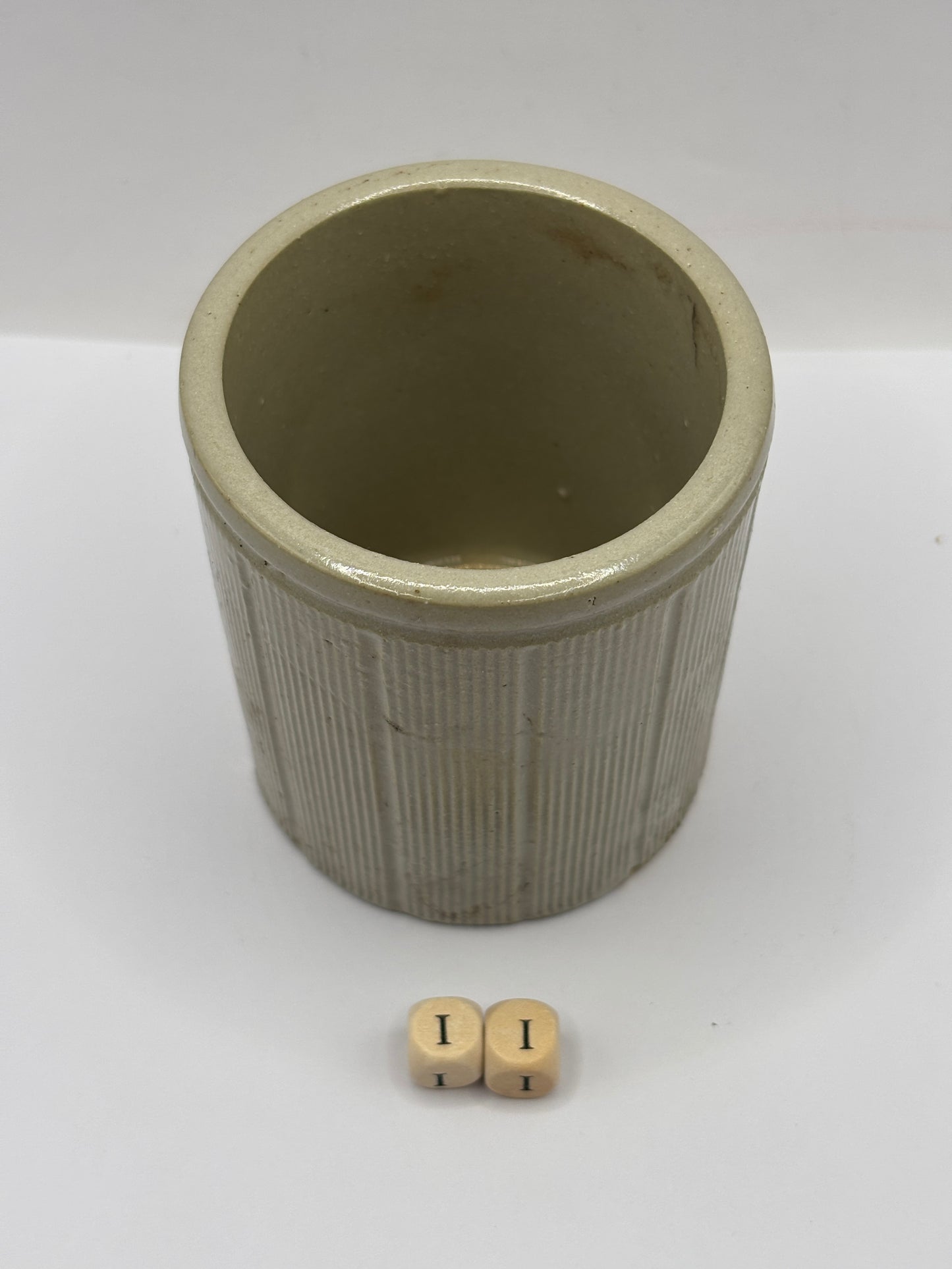 Old small ribbed stoneware jam pot (ii)