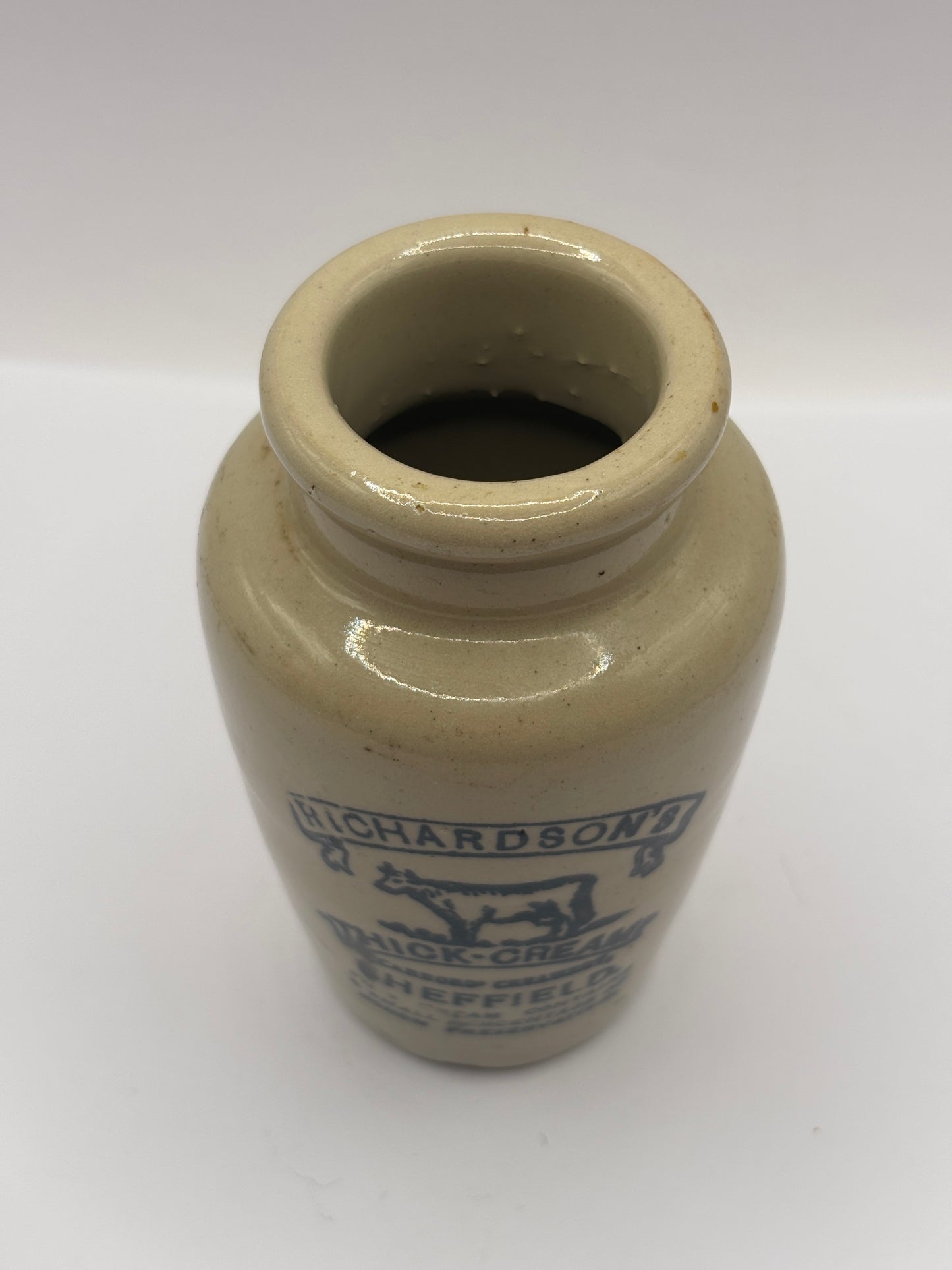 Old advertising cream pot. Richardsons thick cream, Sheffield