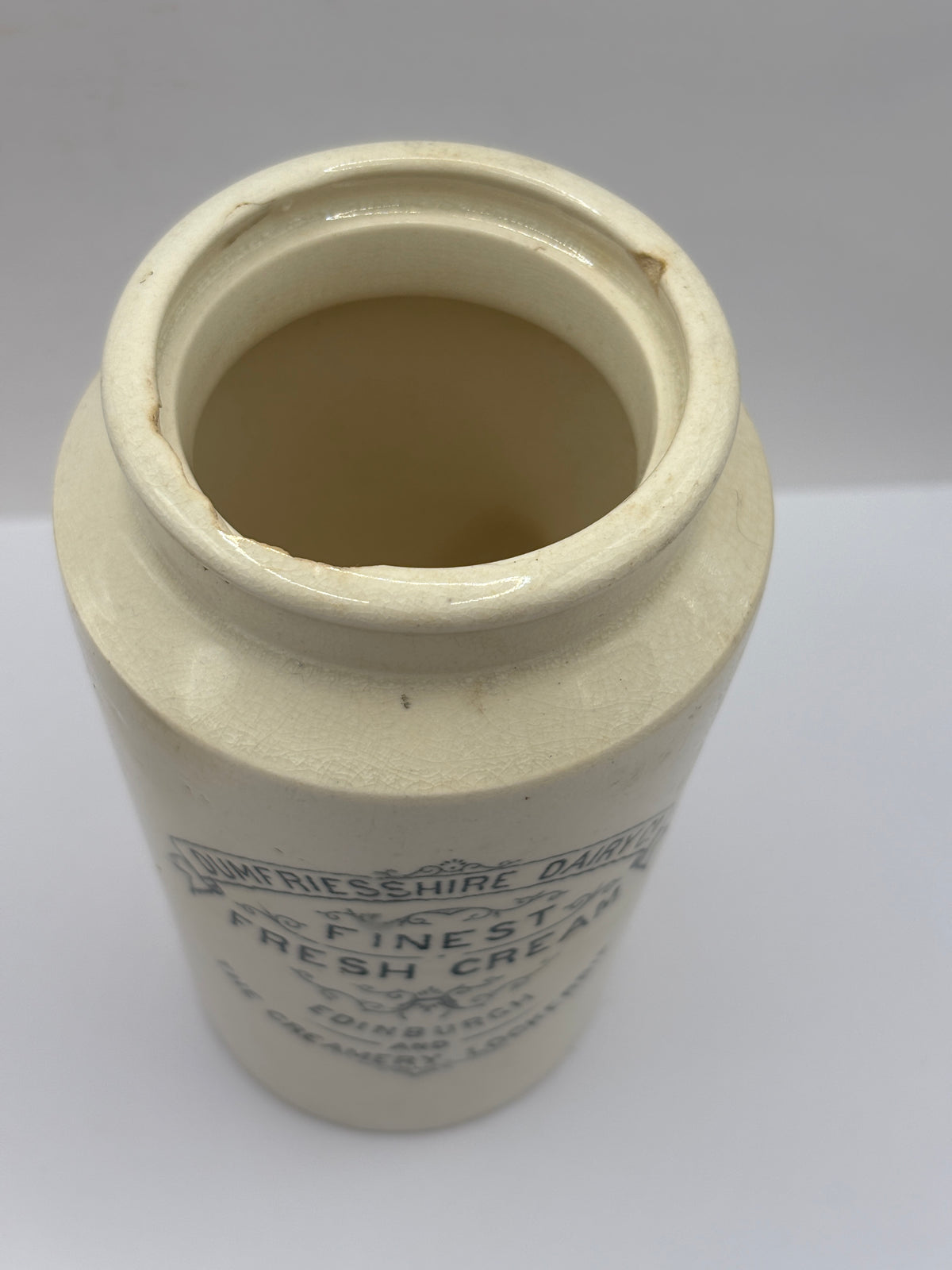 Old Dumfriesshire dairy Co cream pot, finest fresh cream