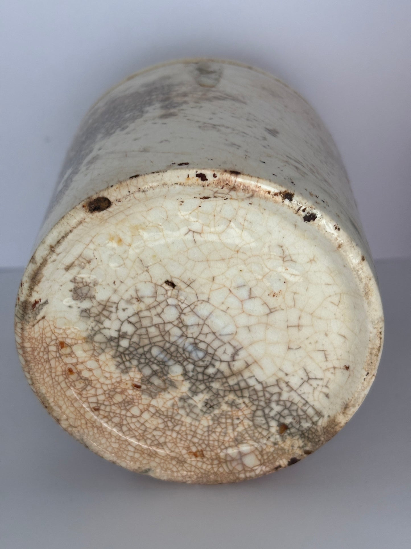 Old stained & crazed marmalade pot