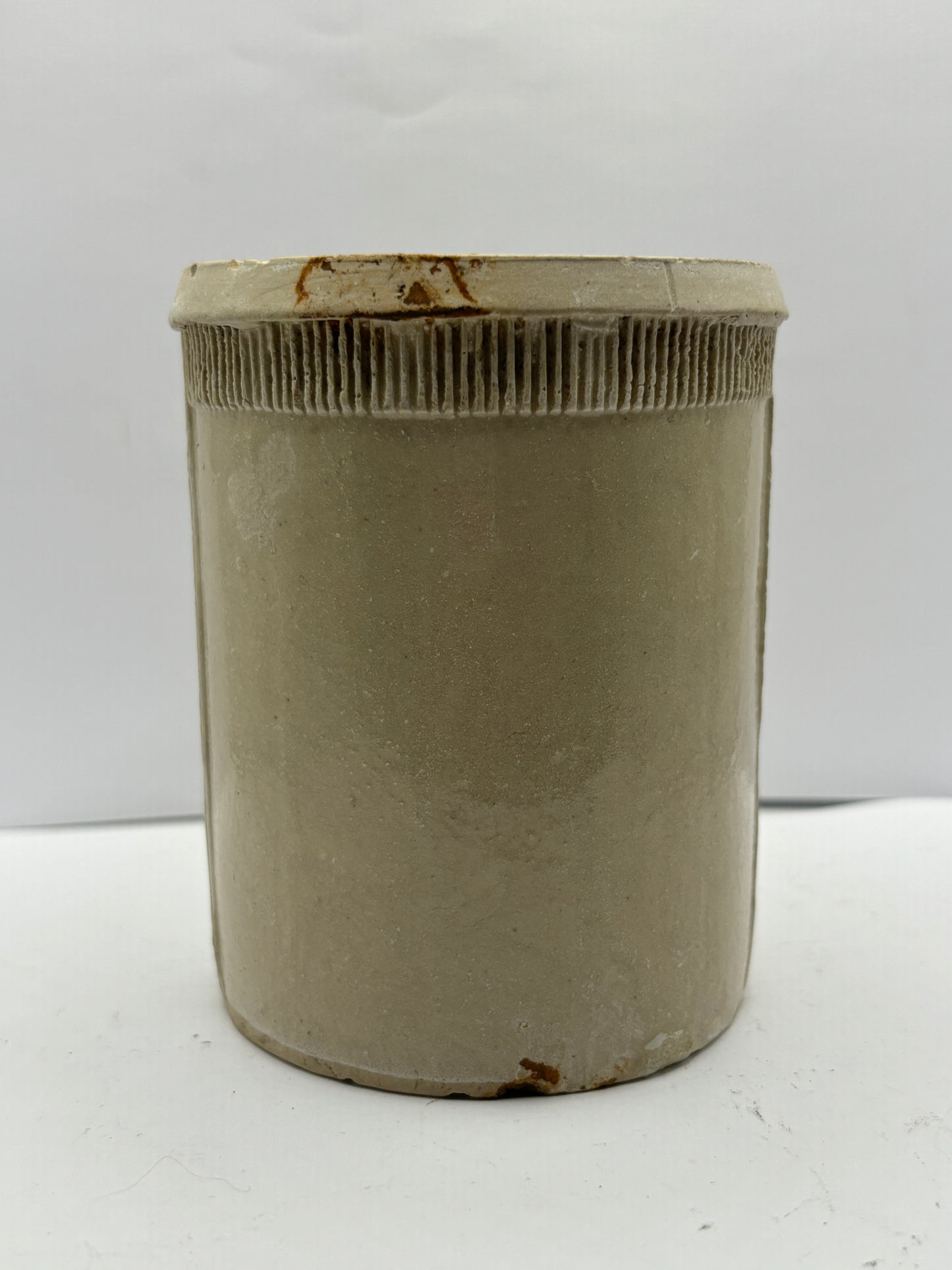 Old unusual Ribbed stoneware jam pot, Alvina’s preserves