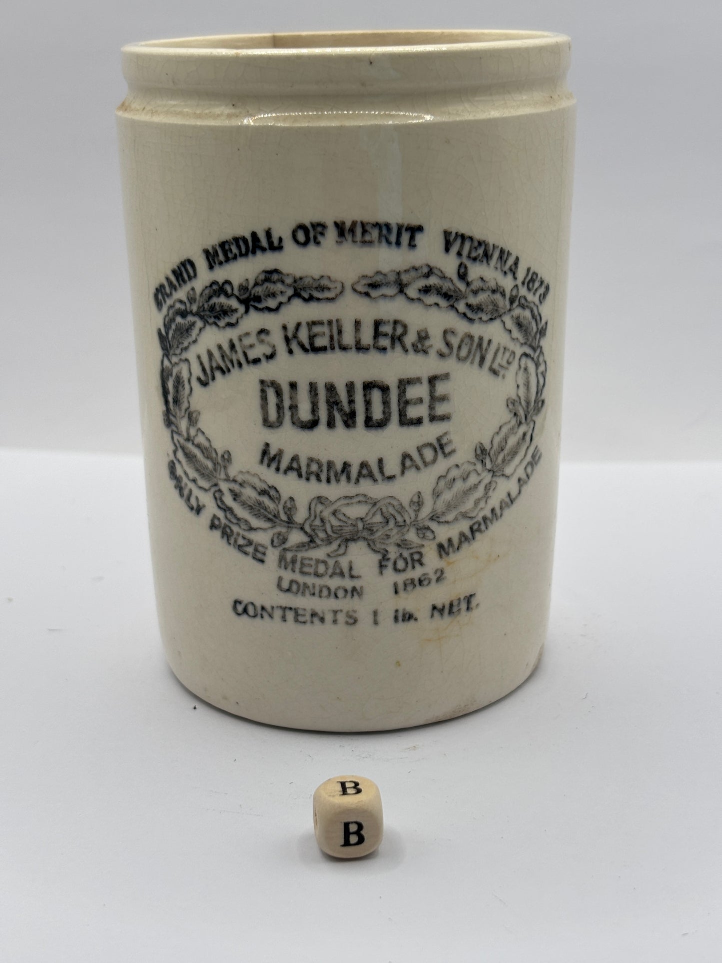 Old 1lb James Keiller Dundee marmalade Jar (B) Damaged