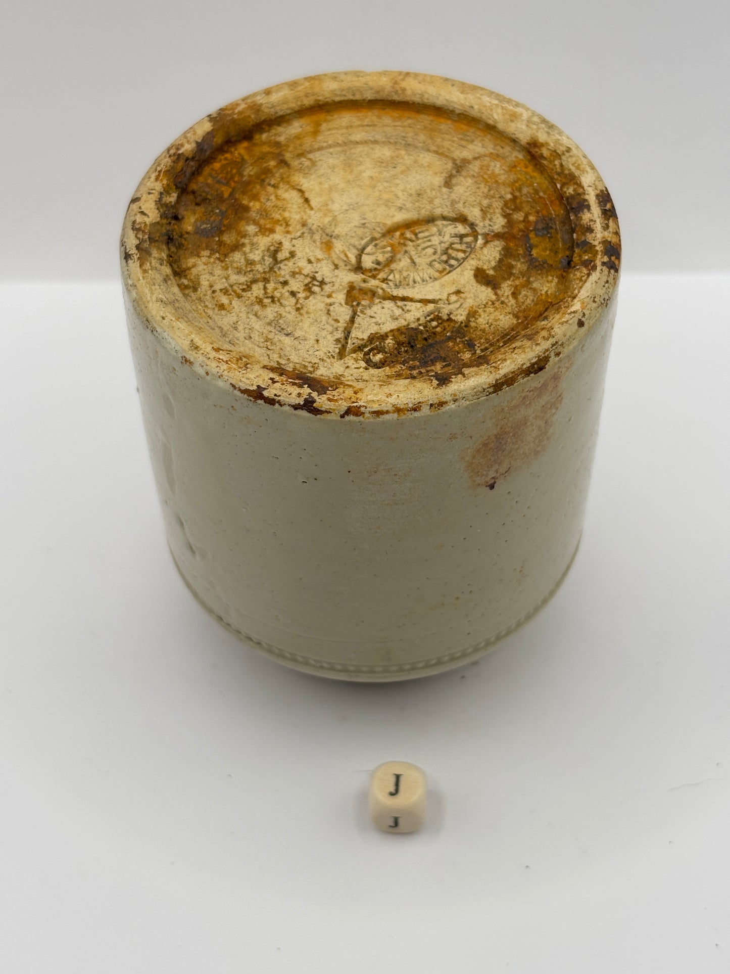 Old plain stoneware caviar pot (J)