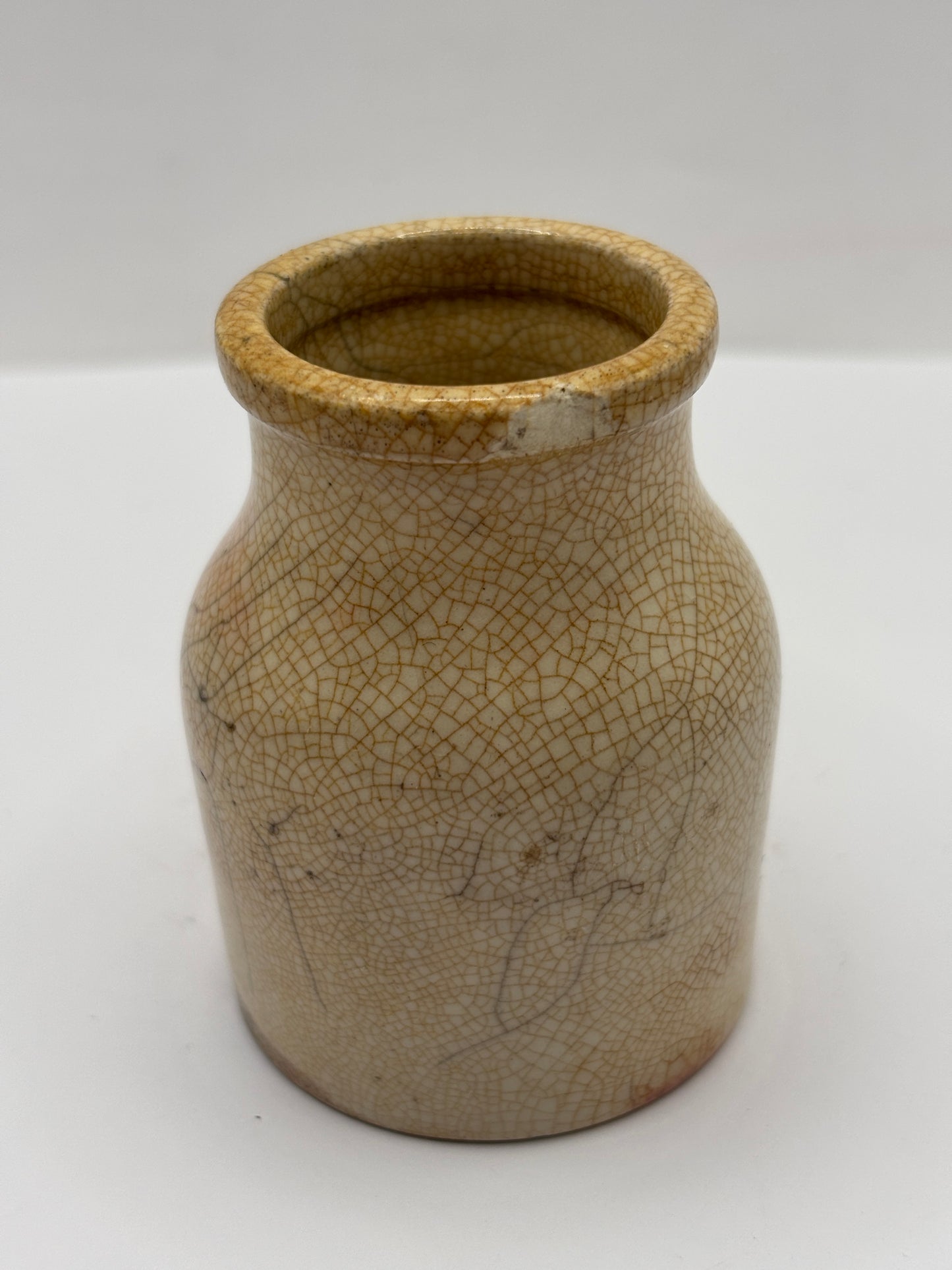 Old small stained & crazed pot