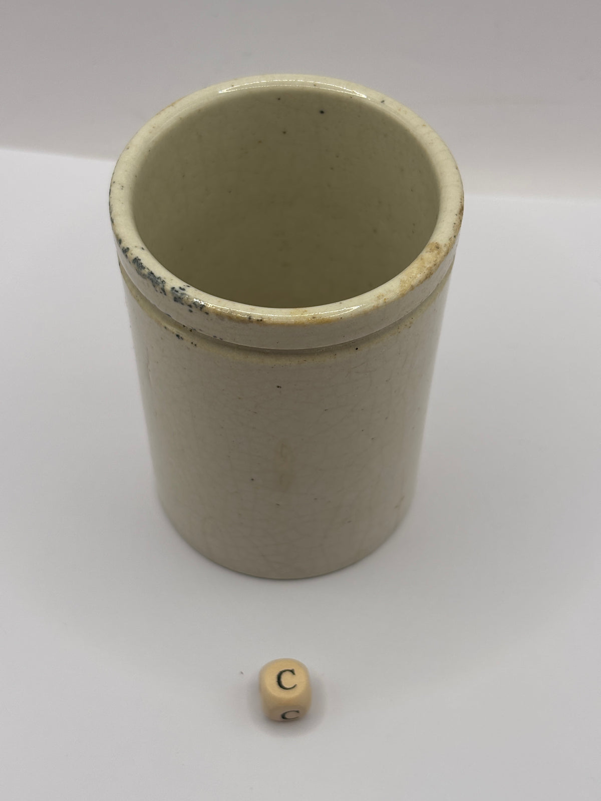 old tall stoneware pot (G) 8.5cms