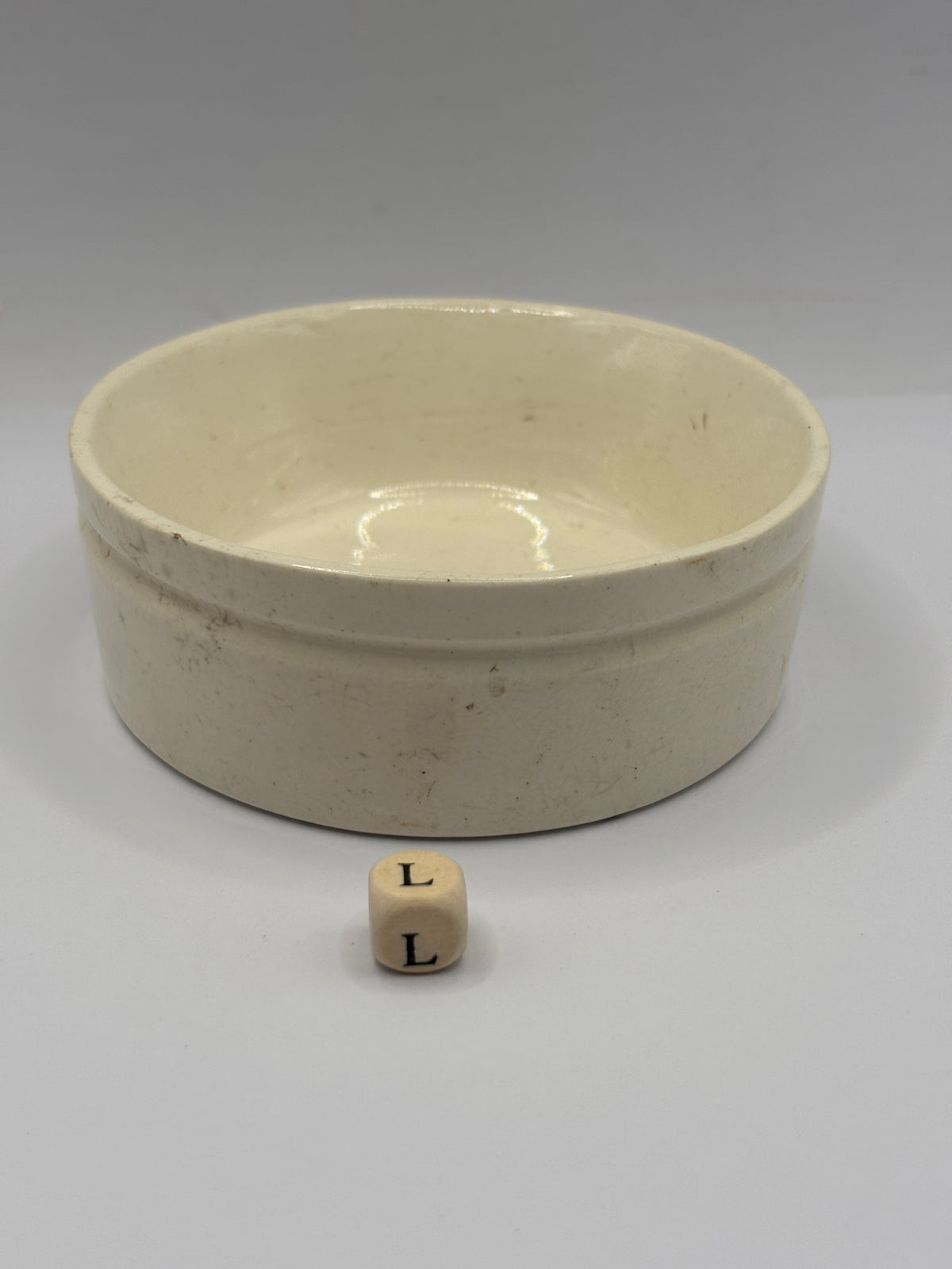 Old plain stoneware meat paste pot. Potted meat (L)