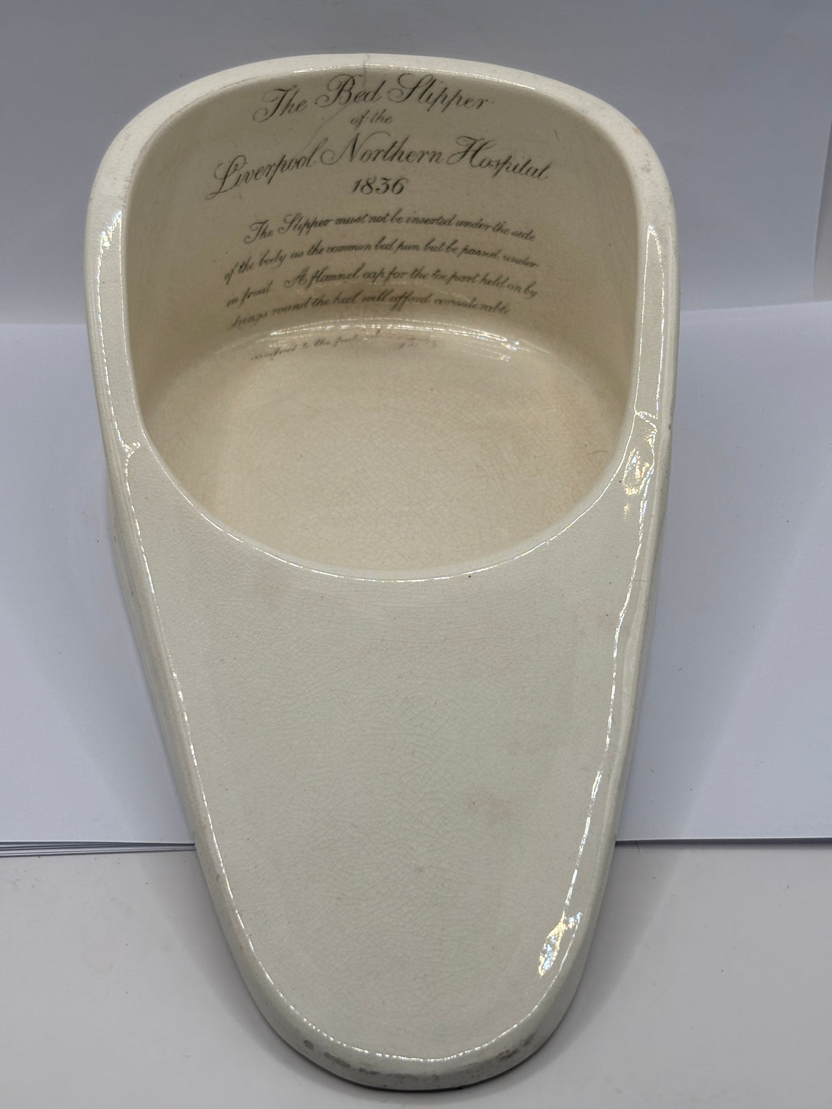 Old advertising childrens bed pan, Liverpool northern hospital 1836