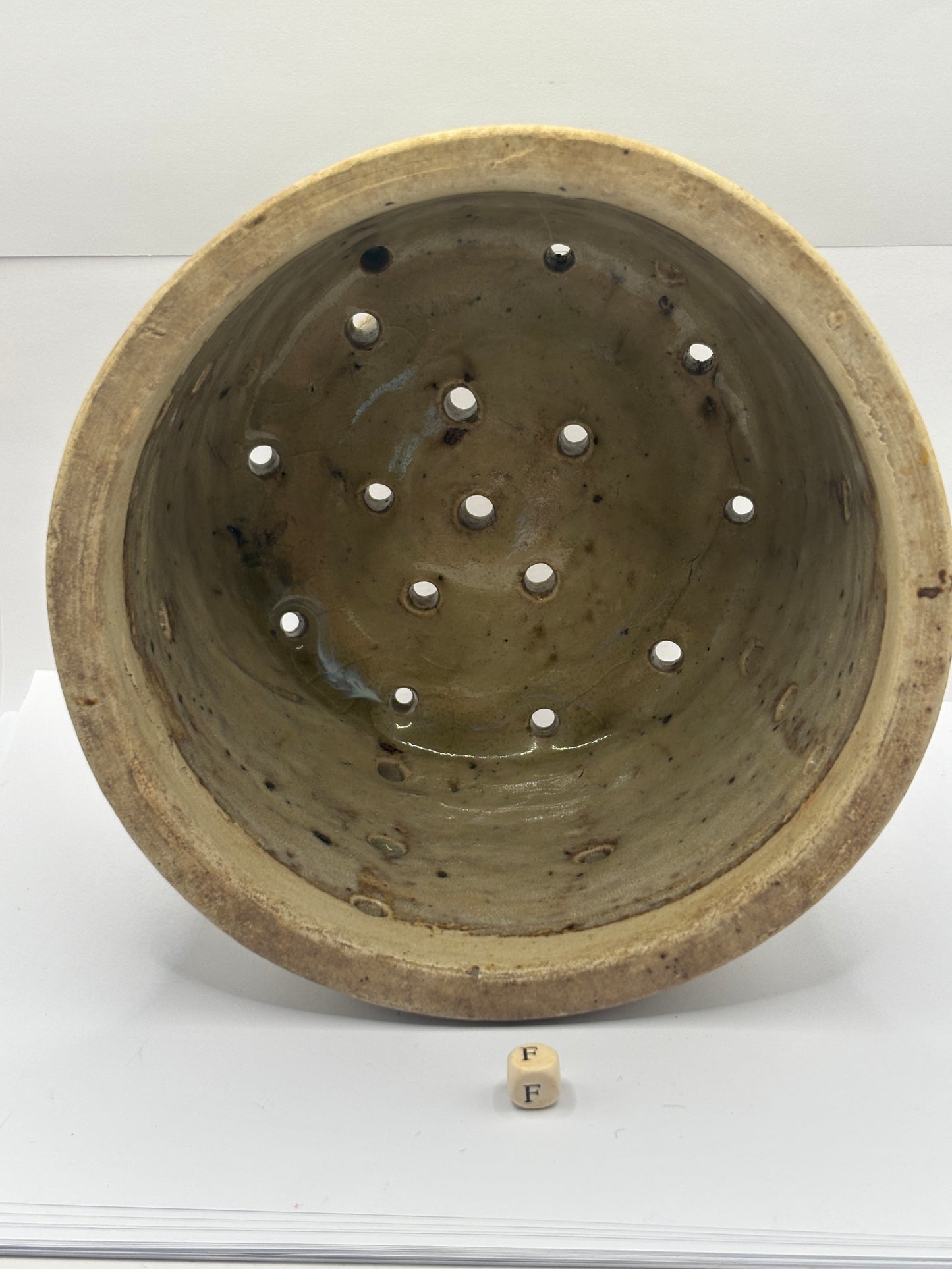 Old french stoneware cheese strainer, cheese mold (F)
