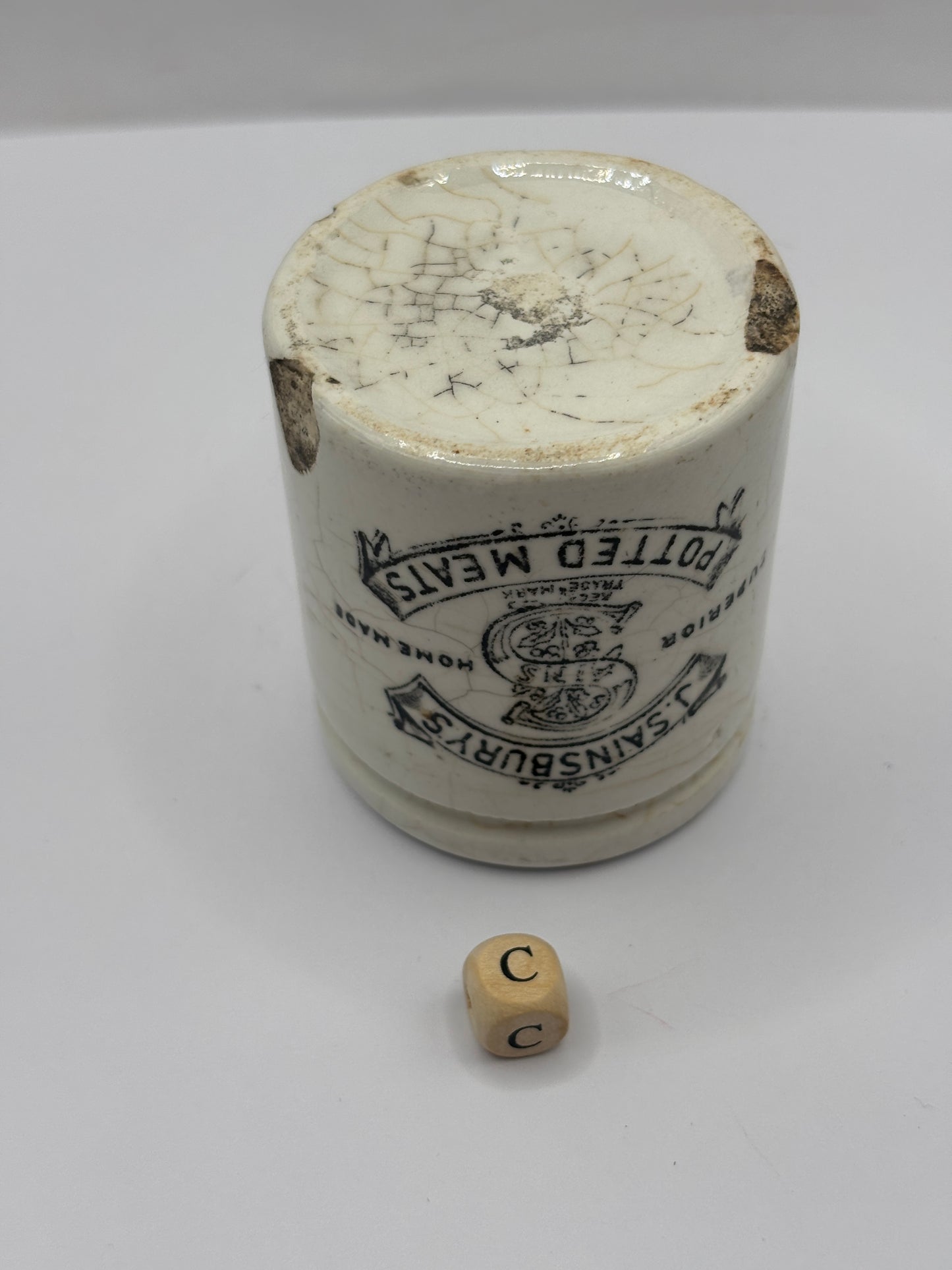 Old sainsburys advertising pot, home made potted meats (c) chipped