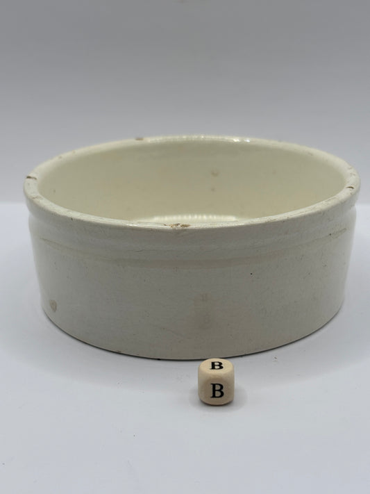 Old large plain stoneware meat paste pot, potted meat (B)