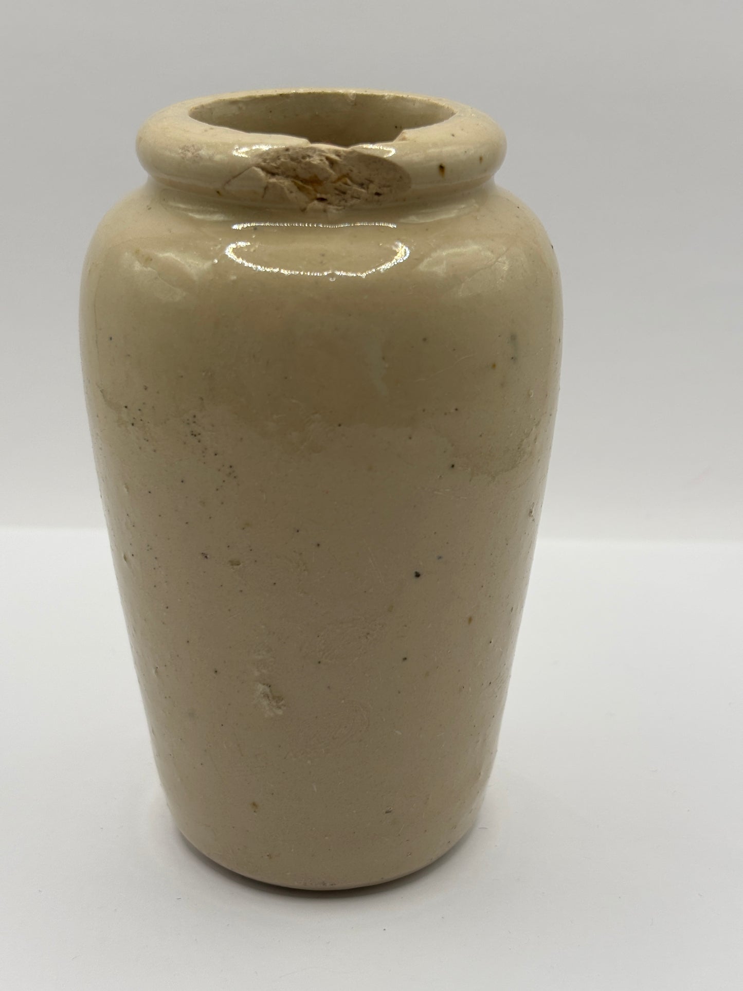 Old advertising cream pot, Galloway creamery Stranraer. Damaged