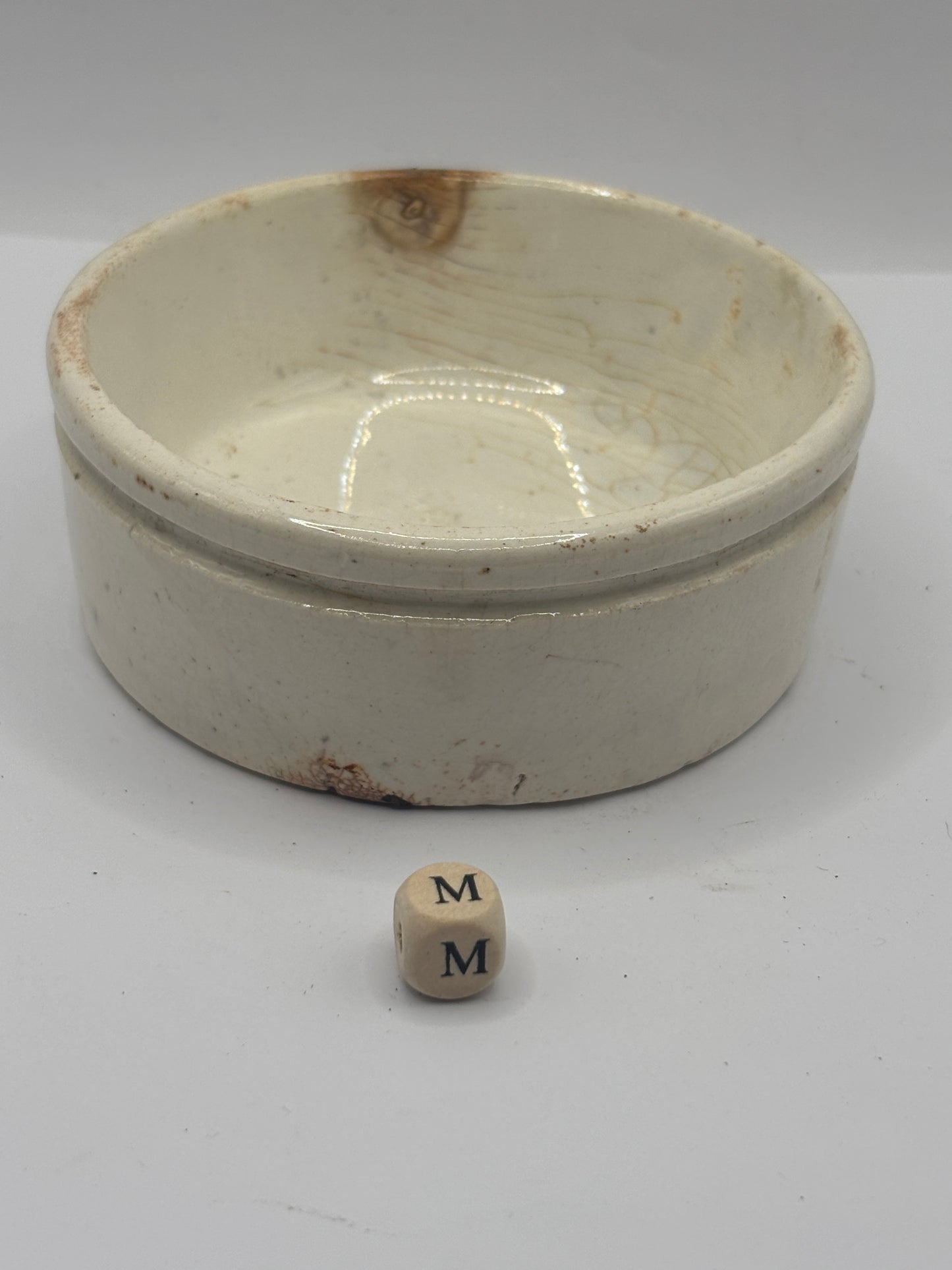 Old plain stoneware meat paste pot, potted meat (m)