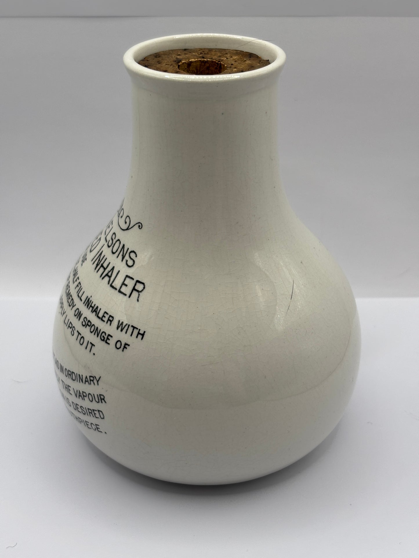Old stoneware advertising inhaler, Dr Nelsons improved inhaler