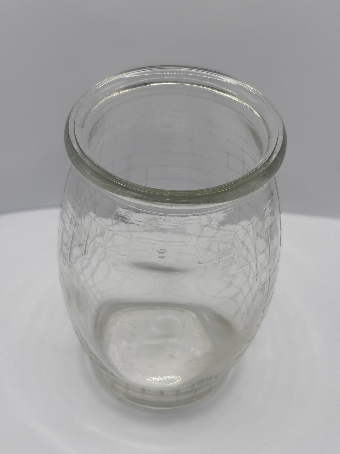Old clear glass meat paste jar