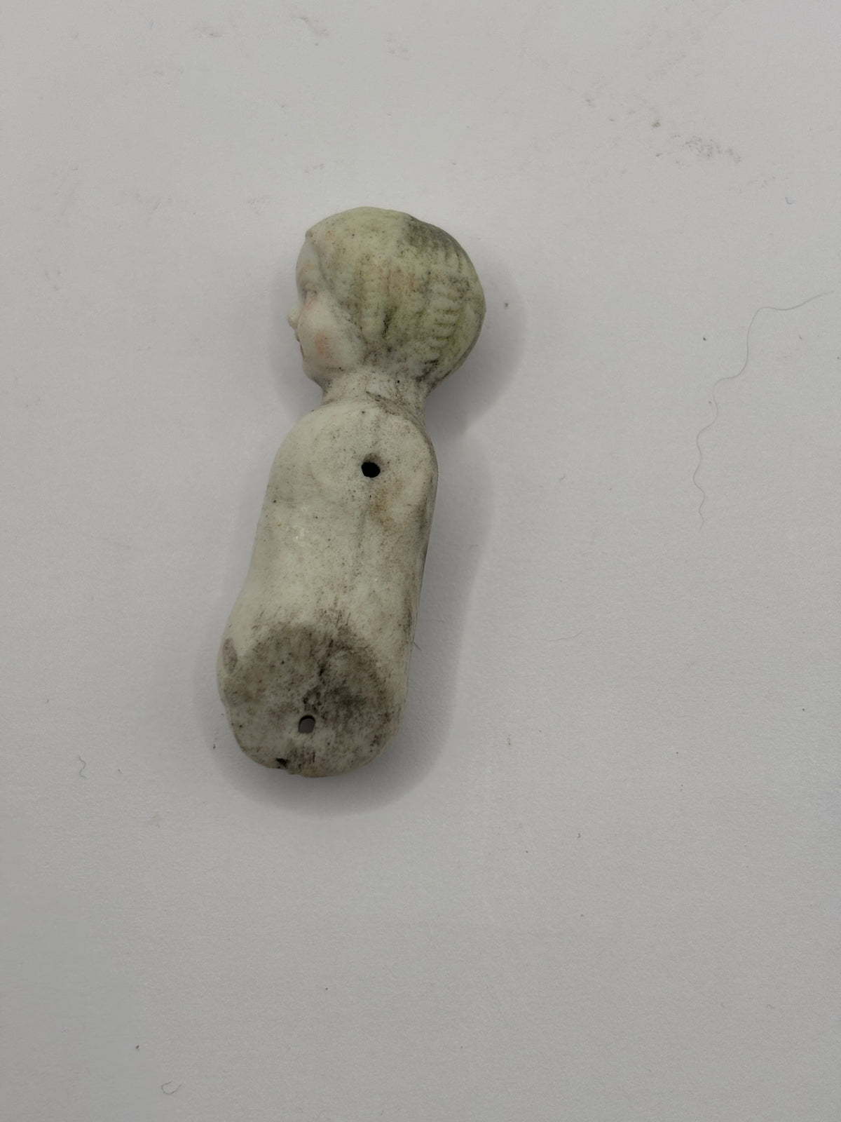 Old mini stoneware doll, armless & legless