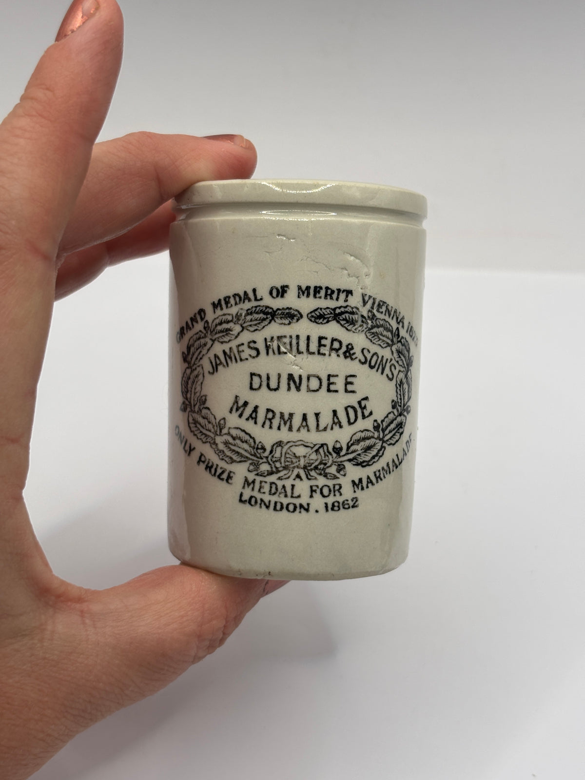 Old SAMPLE SIZE James Keiller Dundee marmalade jar 7.5cms