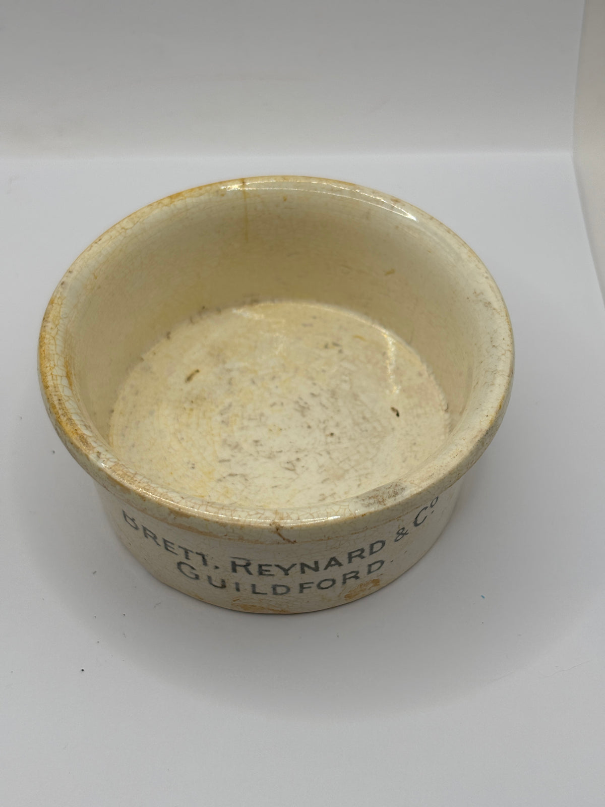 Old scarce advertising meat paste pot, Reynard & co Guildford