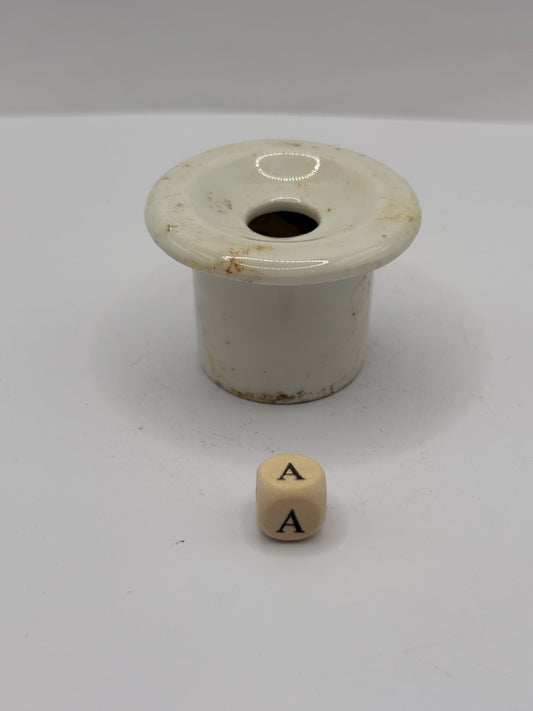 Old white stoneware school desk inkwell (a)