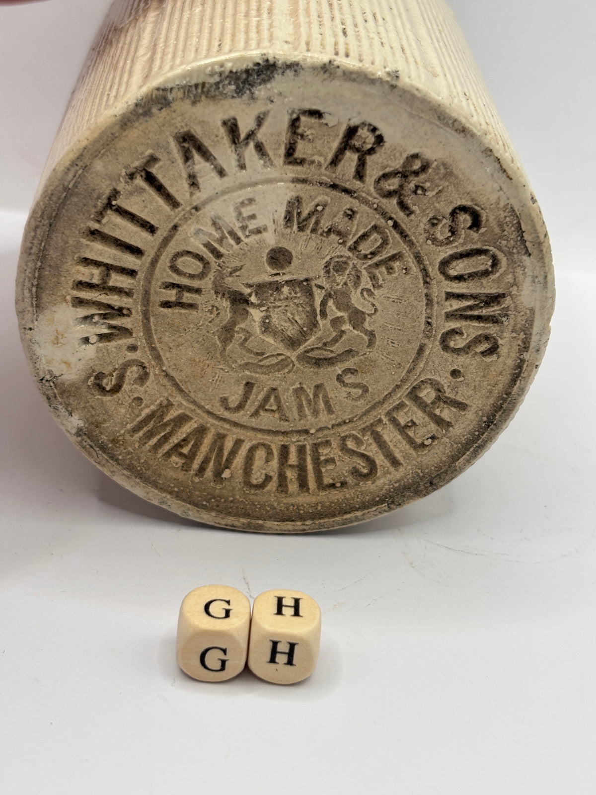 Old 1lb ribbed advertising stoneware jam pot (GH) Whittaker & Sons
