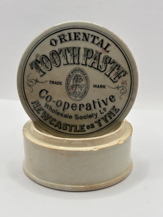 Old advertising lid and base, oriental toothpaste