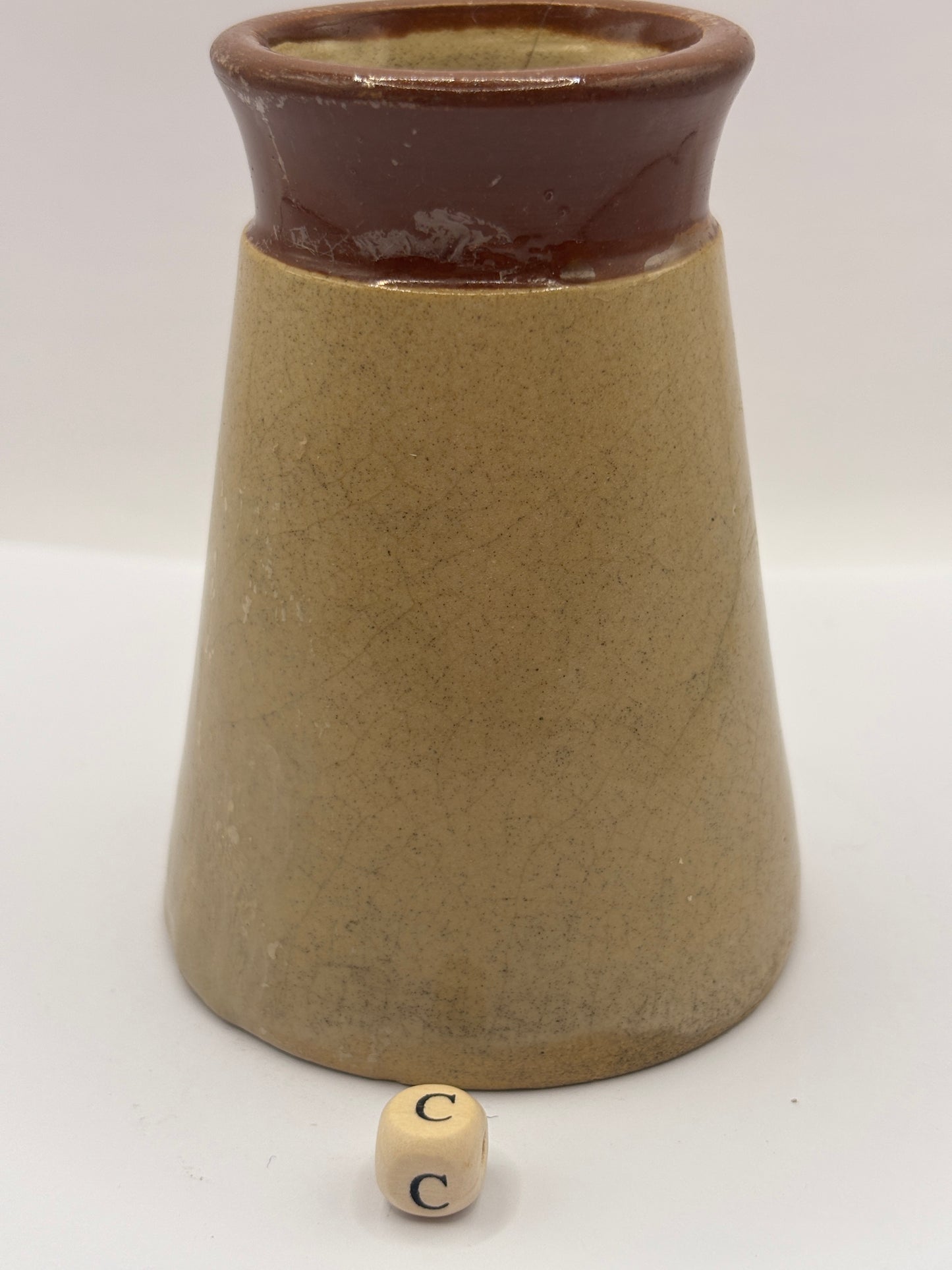 Old advertising cream pot, Cowslip (c) repaired/damaged