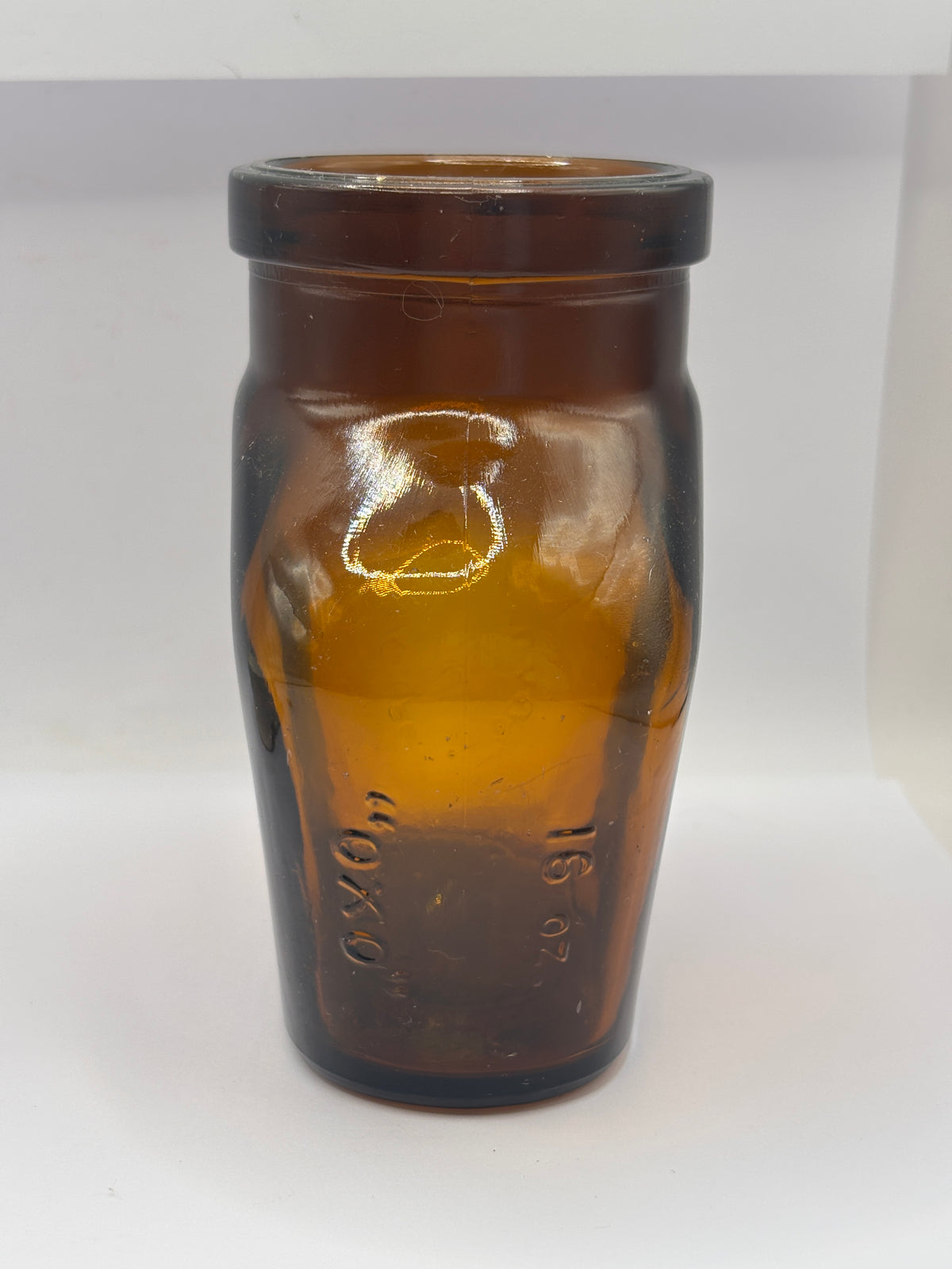 Old amber glass OXO jar