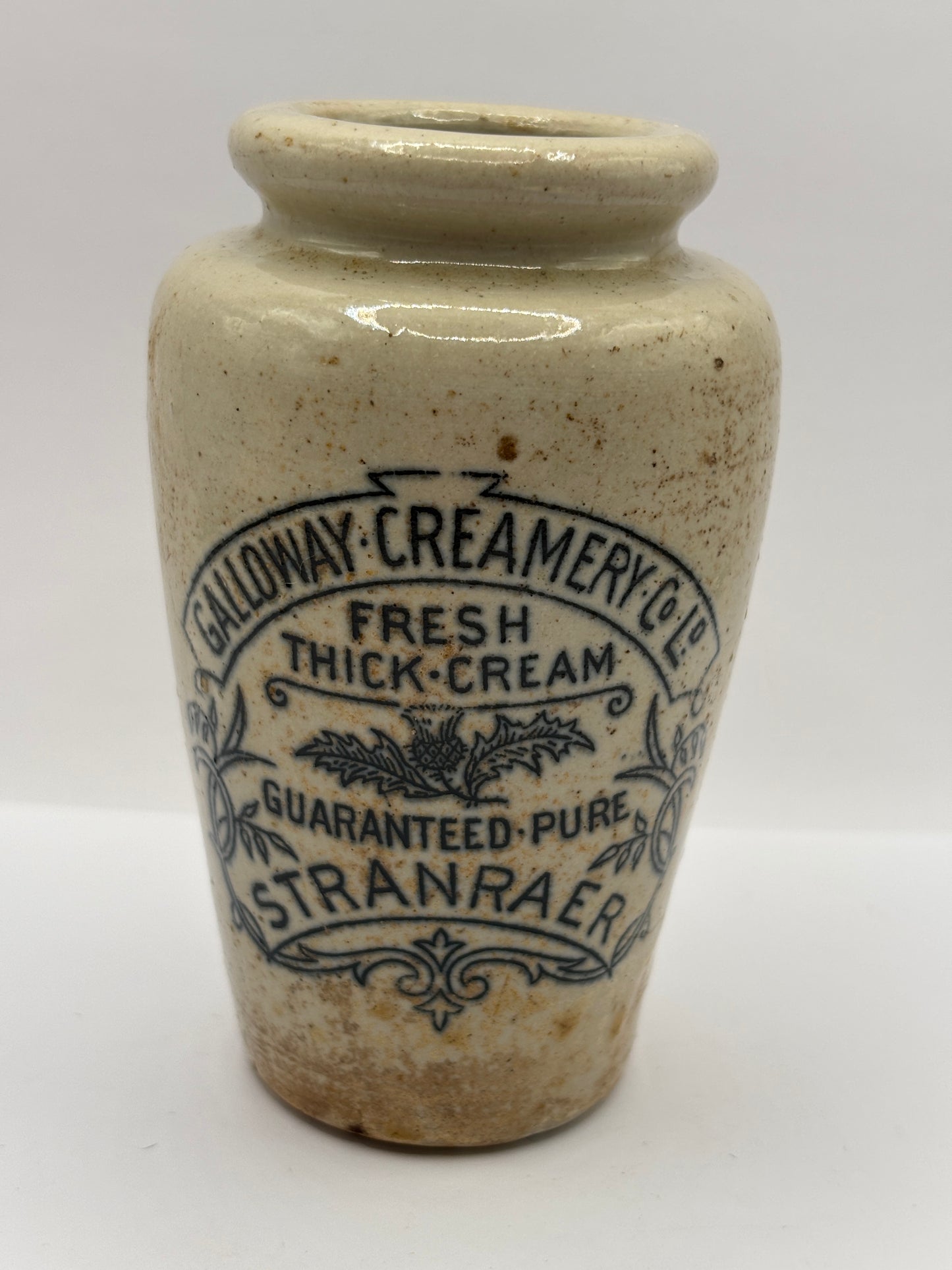 Old advertising cream pot, Galloway creamery Stranraer