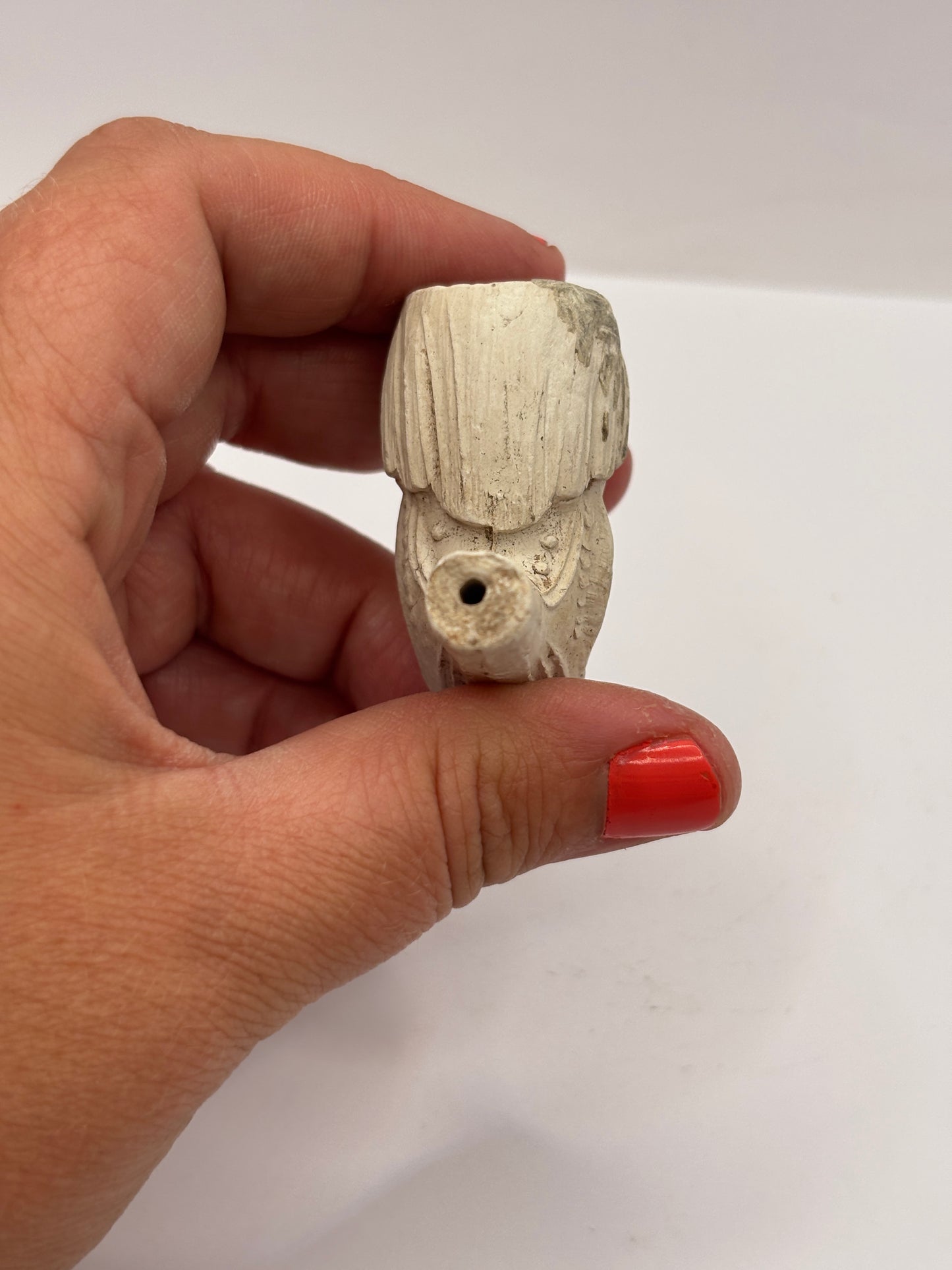 Old figural clay pipe head, pipe bowl