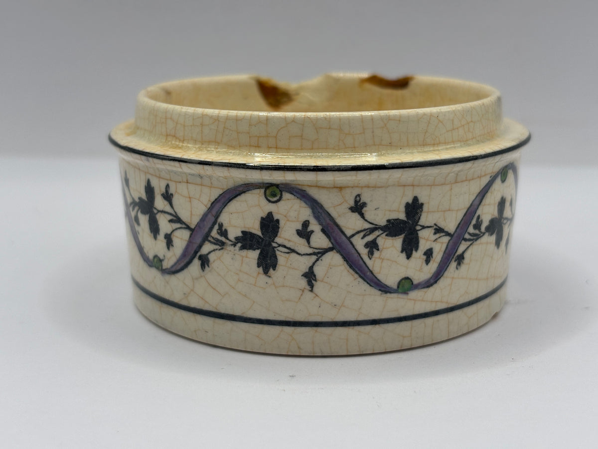 Old unusual decorative stoneware pot lid base
