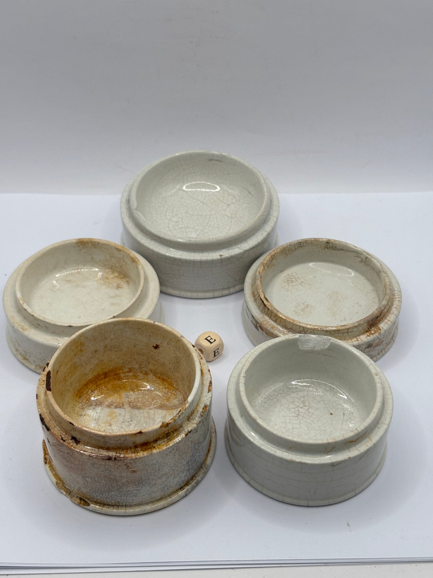 5 old stoneware bases, stackers (e) damages