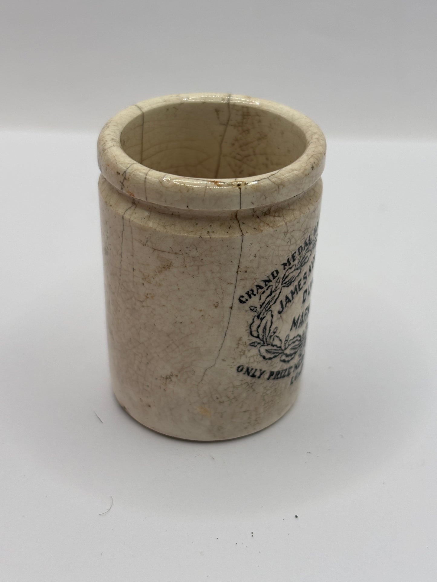 Old miniature James Keiller Dundee marmalade Jar, damaged