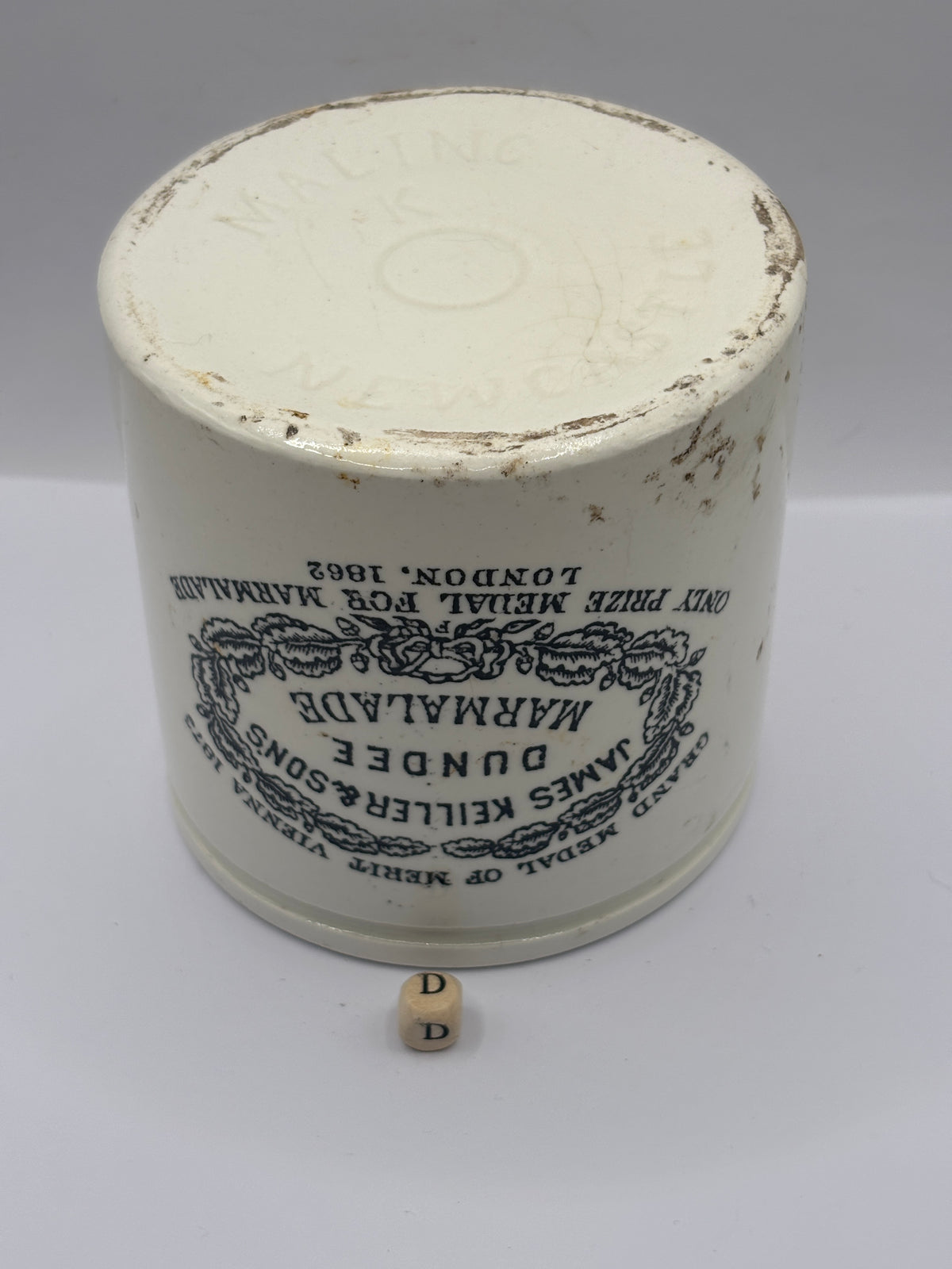 Old 2lb stoneware marmalade pot, James Keiller Dundee marmalade (D)