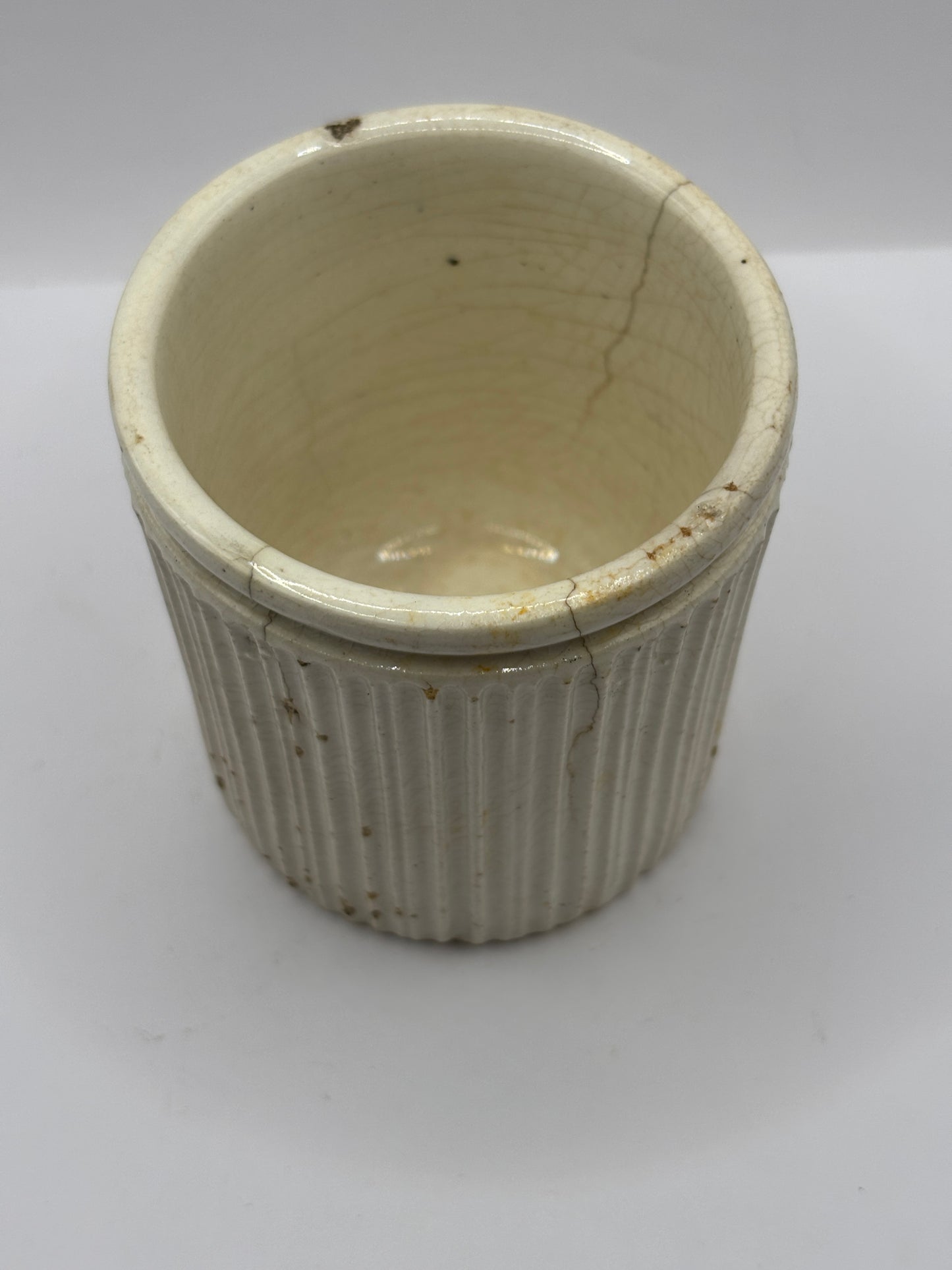 Early ribbed stoneware jam & marmalade pot