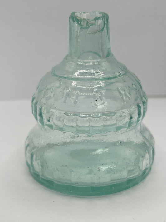 Small aqua Sunbright glass oil lamp