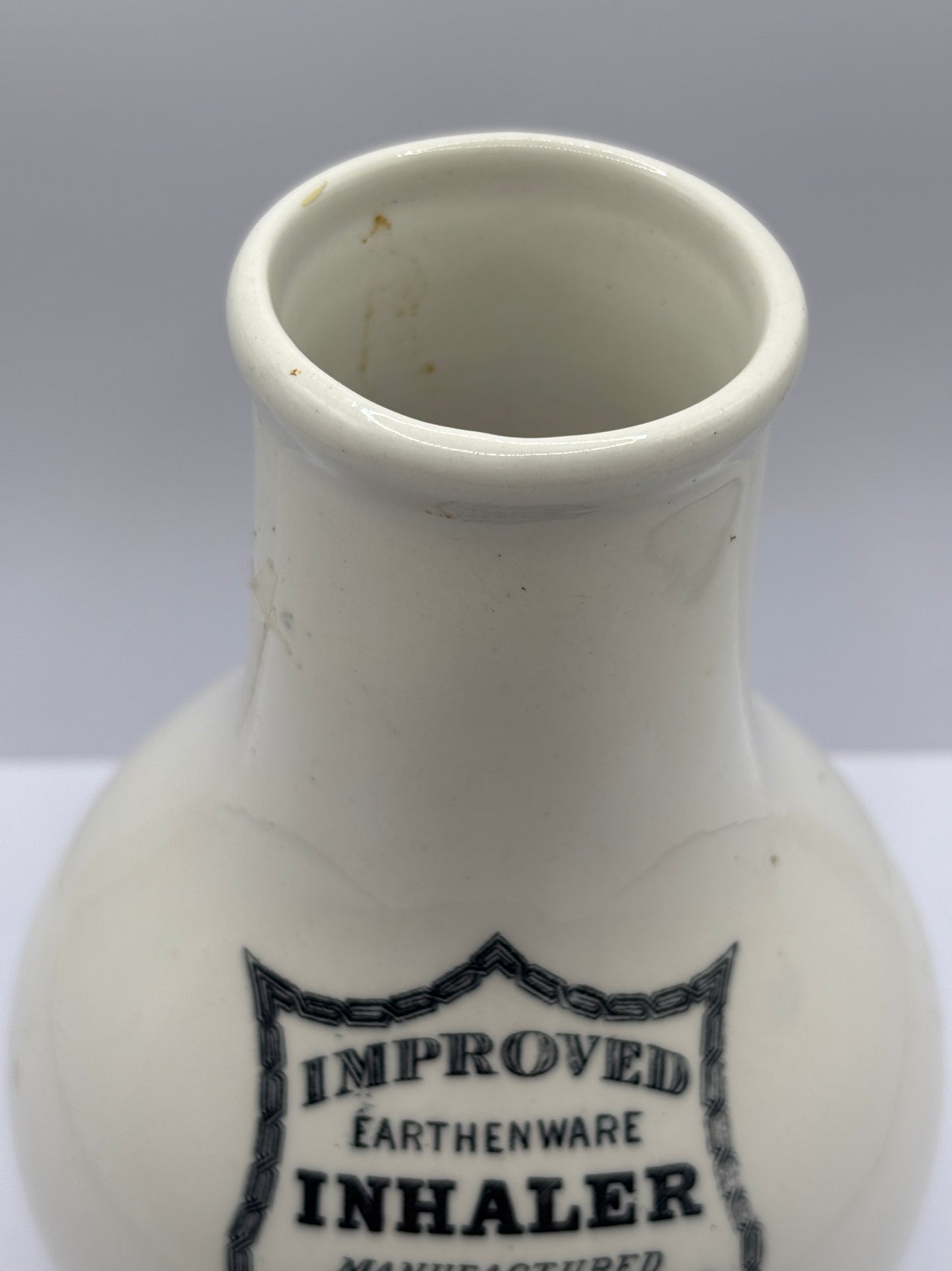 Old stoneware advertising inhaler, Maws improved earthenware inhaler