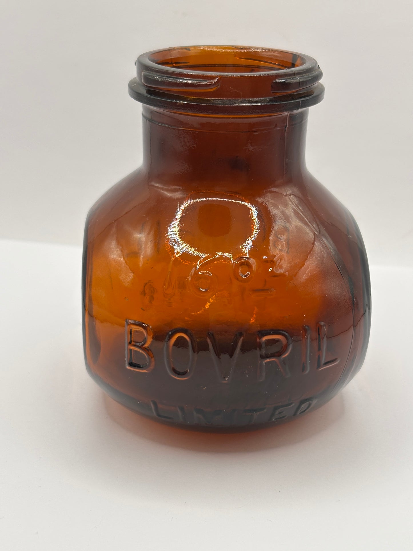 old amber glass bovril bottle 16oz