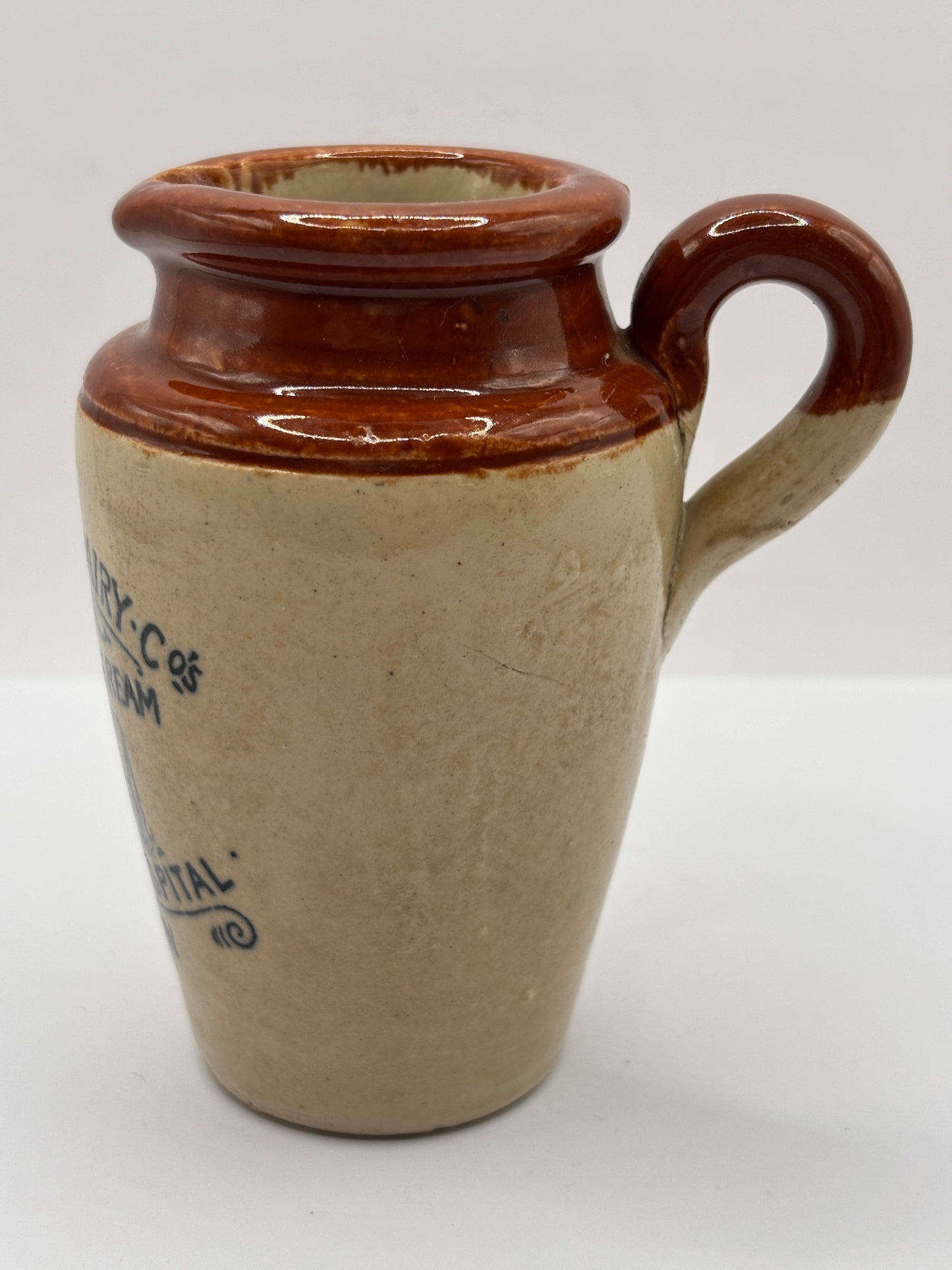 Old advertising cream pot, Excelsior dairy. Pure rich cream, Lincoln